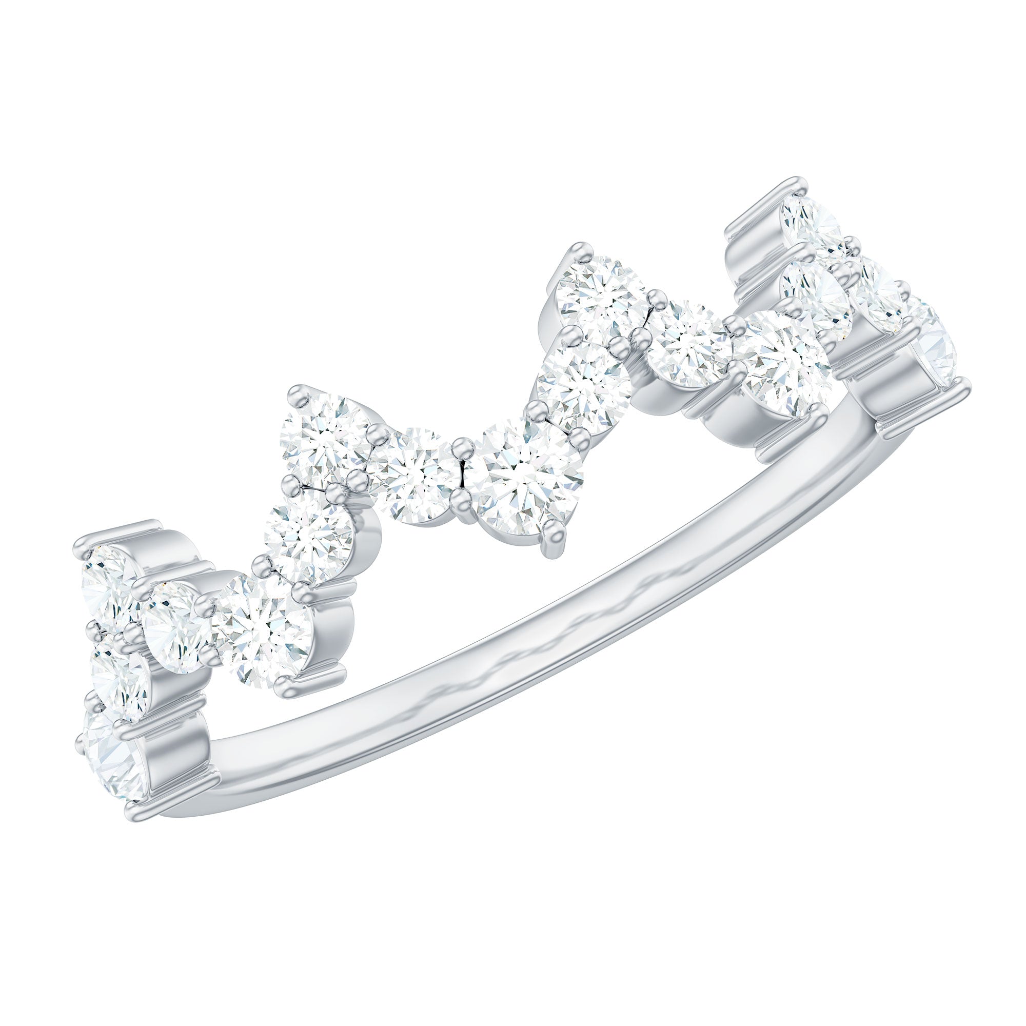 Round Simulated Diamond Zig Zag Half Eternity Ring