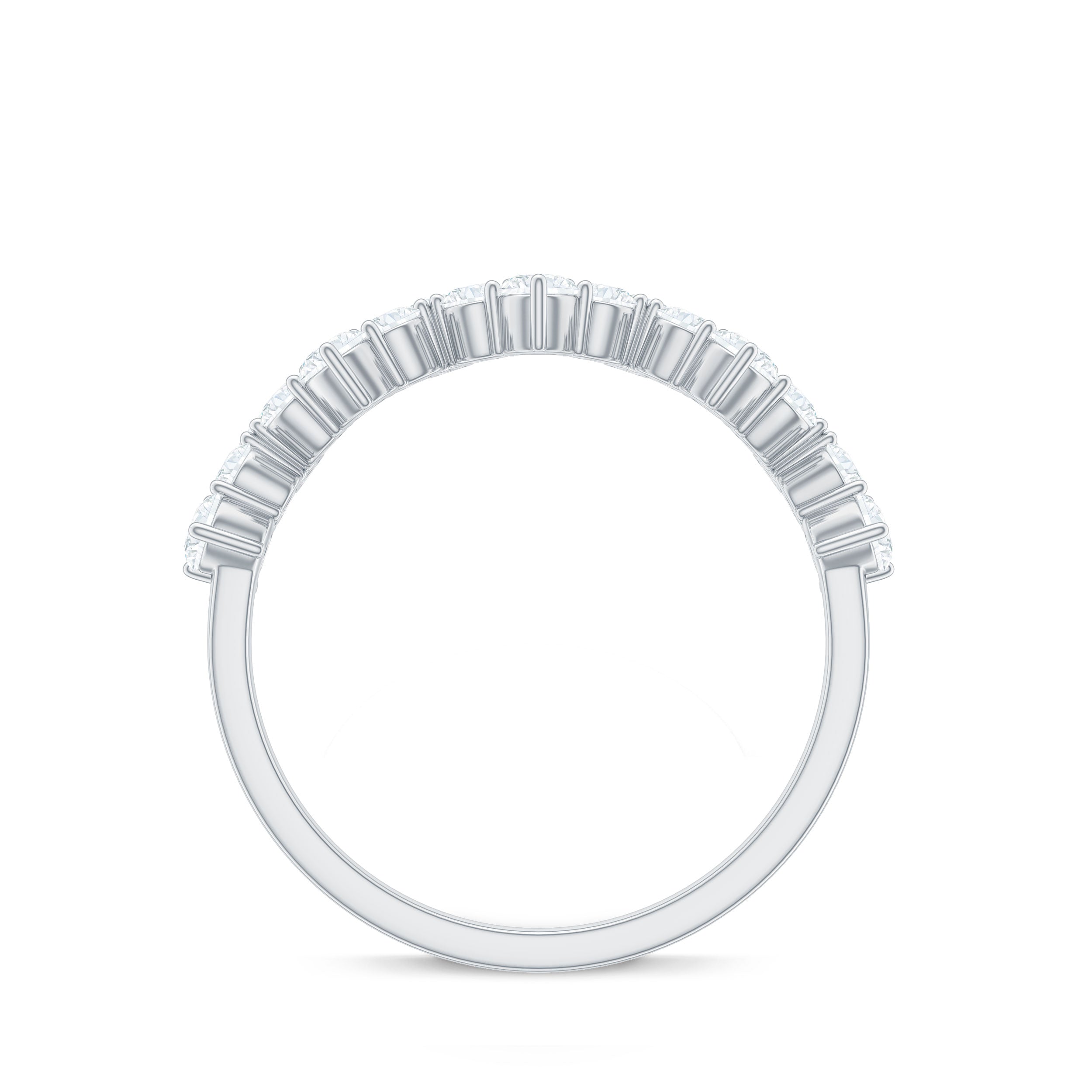 Rosec Jewels-Zig Zag Style Moissanite Half Eternity Band Ring