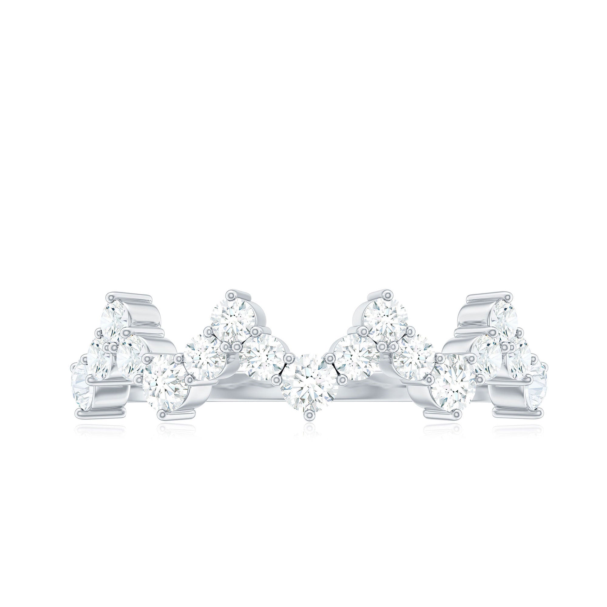 Rosec Jewels-Zig Zag Style Moissanite Half Eternity Band Ring