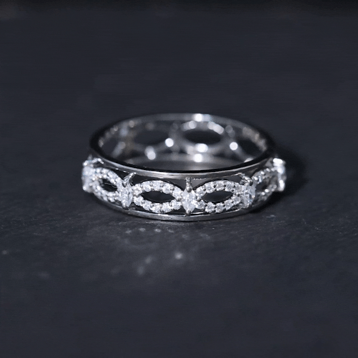 Certified Moissanite Infinity Wedding Band for Her D-VS1 - Rosec Jewels