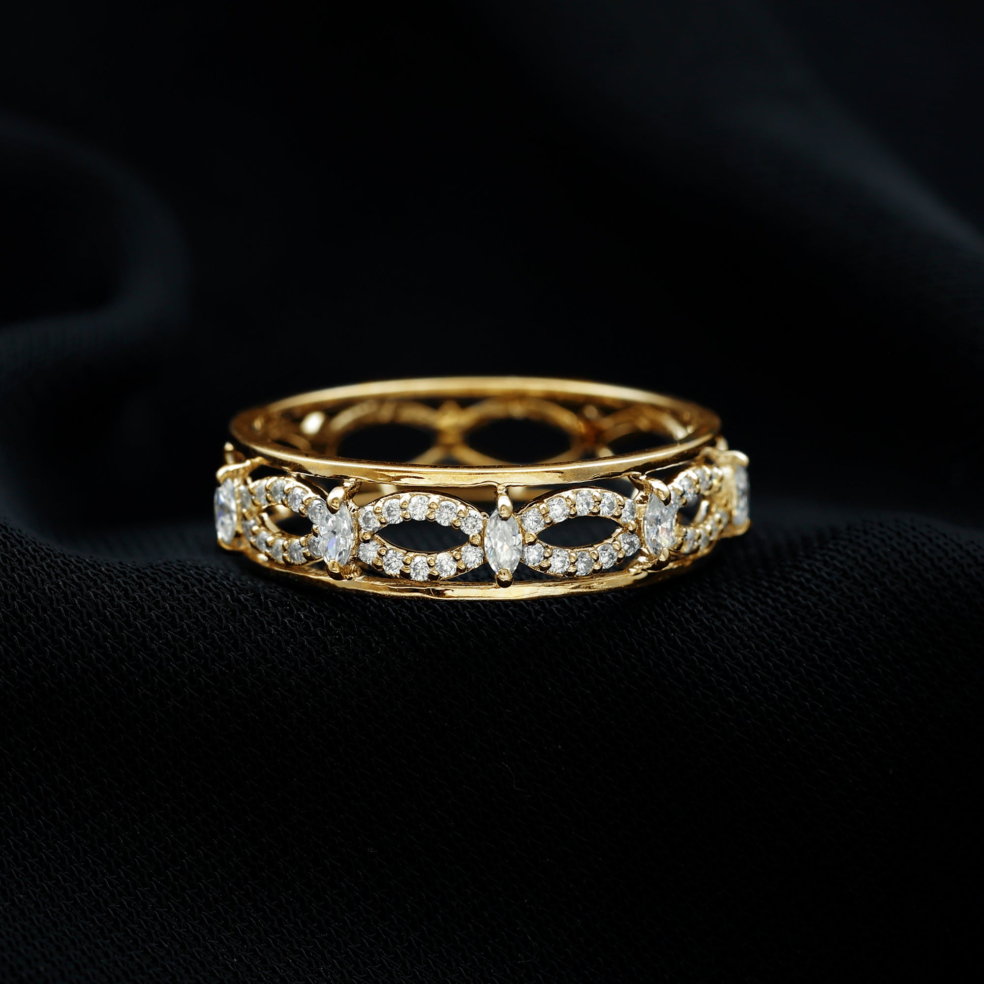Certified Moissanite Infinity Wedding Band for Her D-VS1 - Rosec Jewels