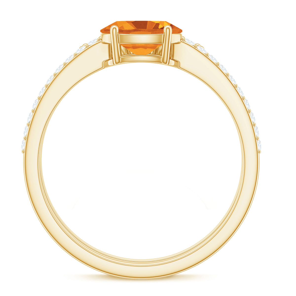 Natural Citrine Moissanite Oval Engagement Ring with Enhancer AAA - Rosec Jewels