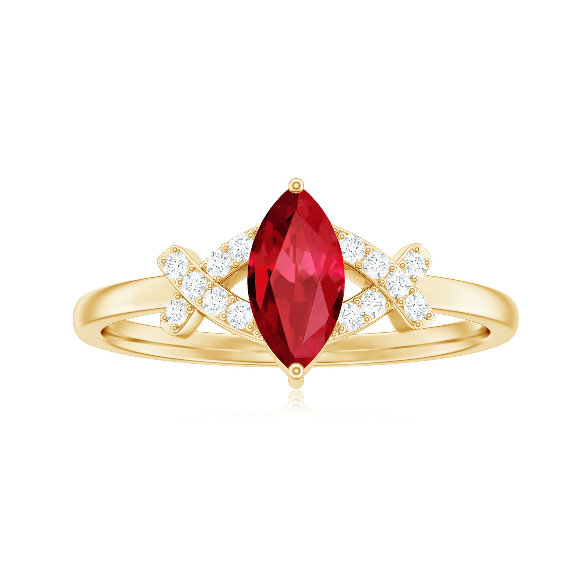 Rosec Jewels-Marquise Cut Lab Created Ruby Designer Engagement Ring