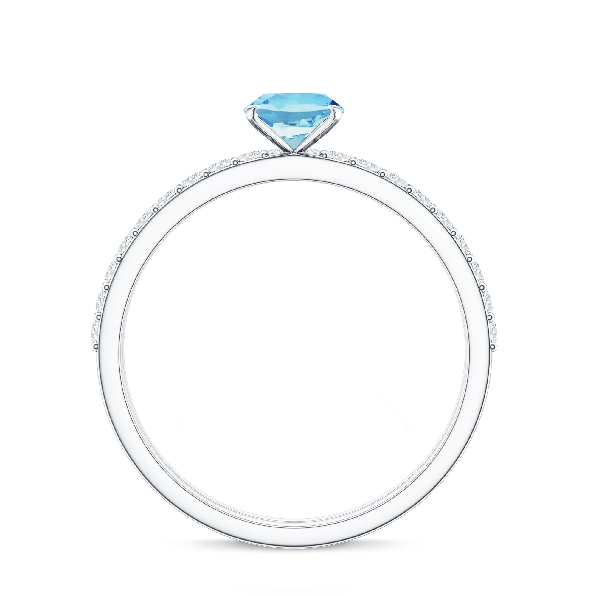 Natural Aquamarine Diamond Oval Engagement Ring with Wedding Band AAA - Rosec Jewels