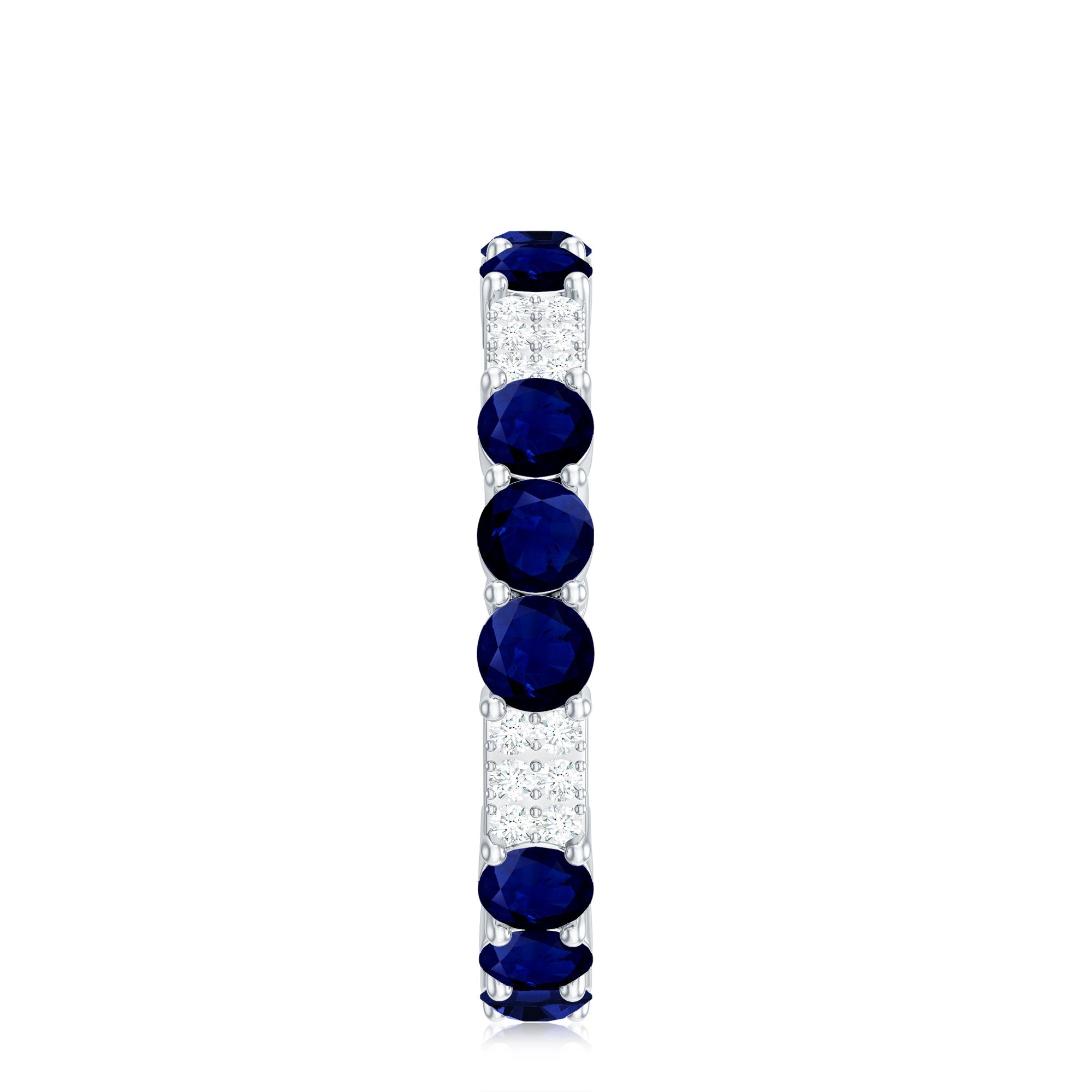 Natural Blue Sapphire and Diamond Eternity Wedding Band AAA - Rosec Jewels