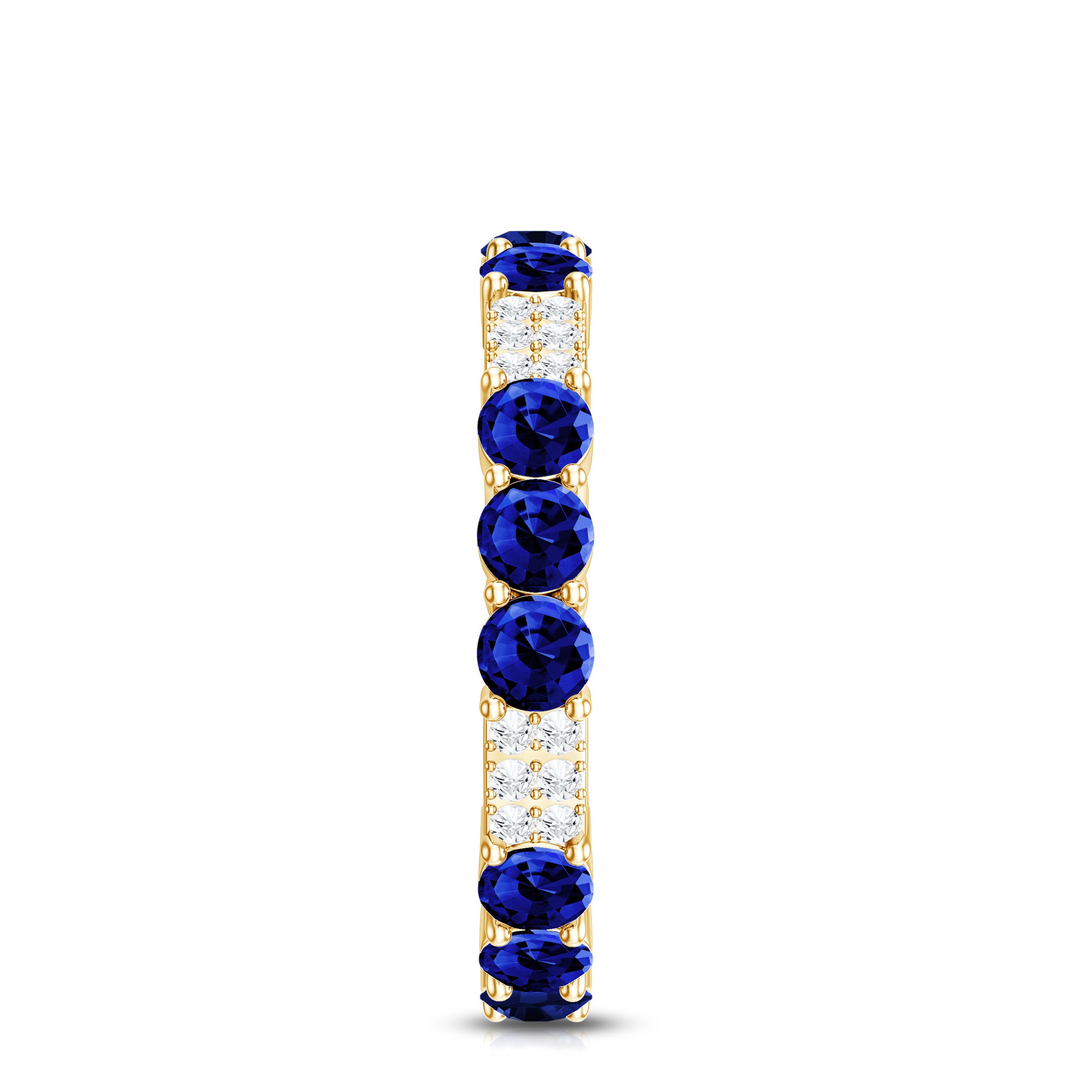 Certified Lab Grown Blue Sapphire Eternity Band Ring with Diamond AAAA - Rosec Jewels