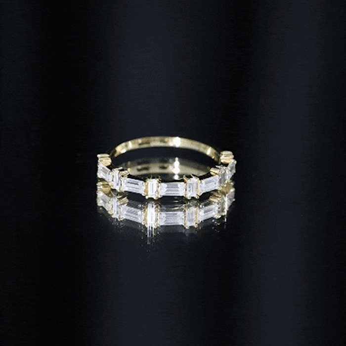 Baguette Cut Cubic Zirconia Designer Half Eternity Ring AAAA - Rosec Jewels