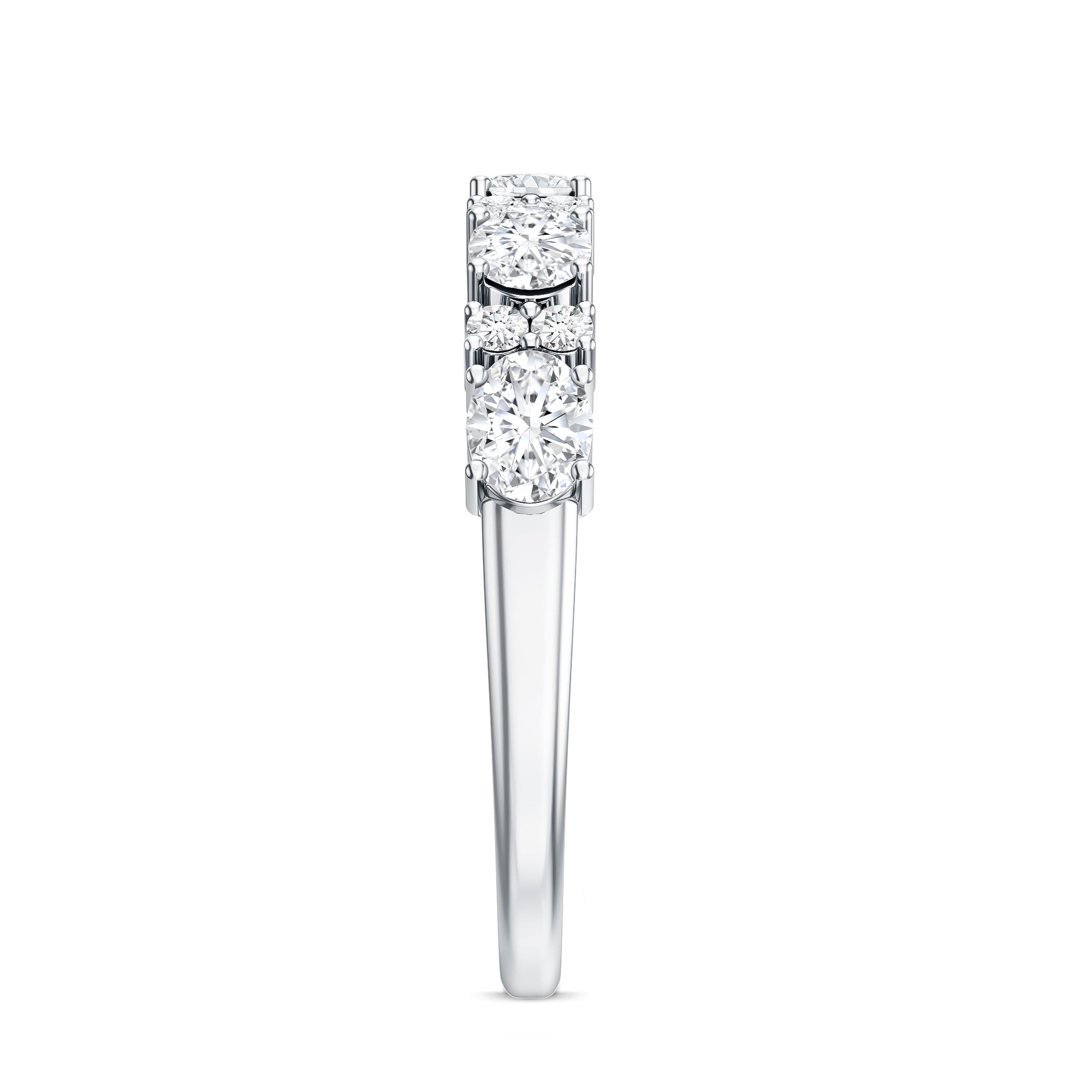 Oval and Round Cubic Zirconia Half Eternity Wedding Band AAAA - Rosec Jewels