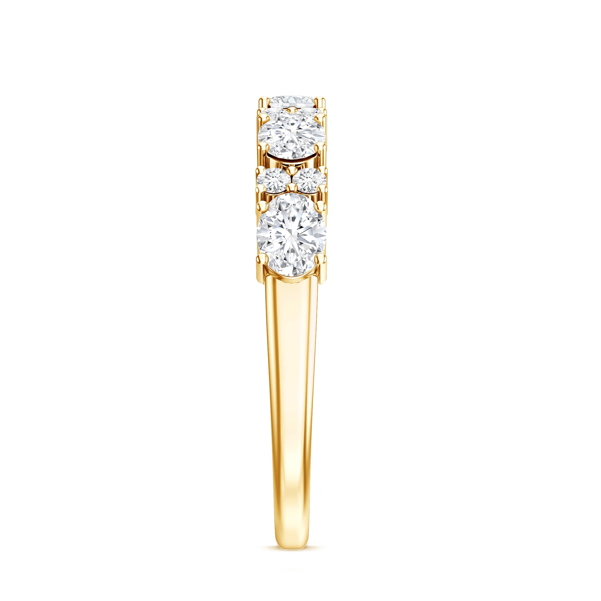 Oval and Round Cubic Zirconia Half Eternity Wedding Band AAAA - Rosec Jewels