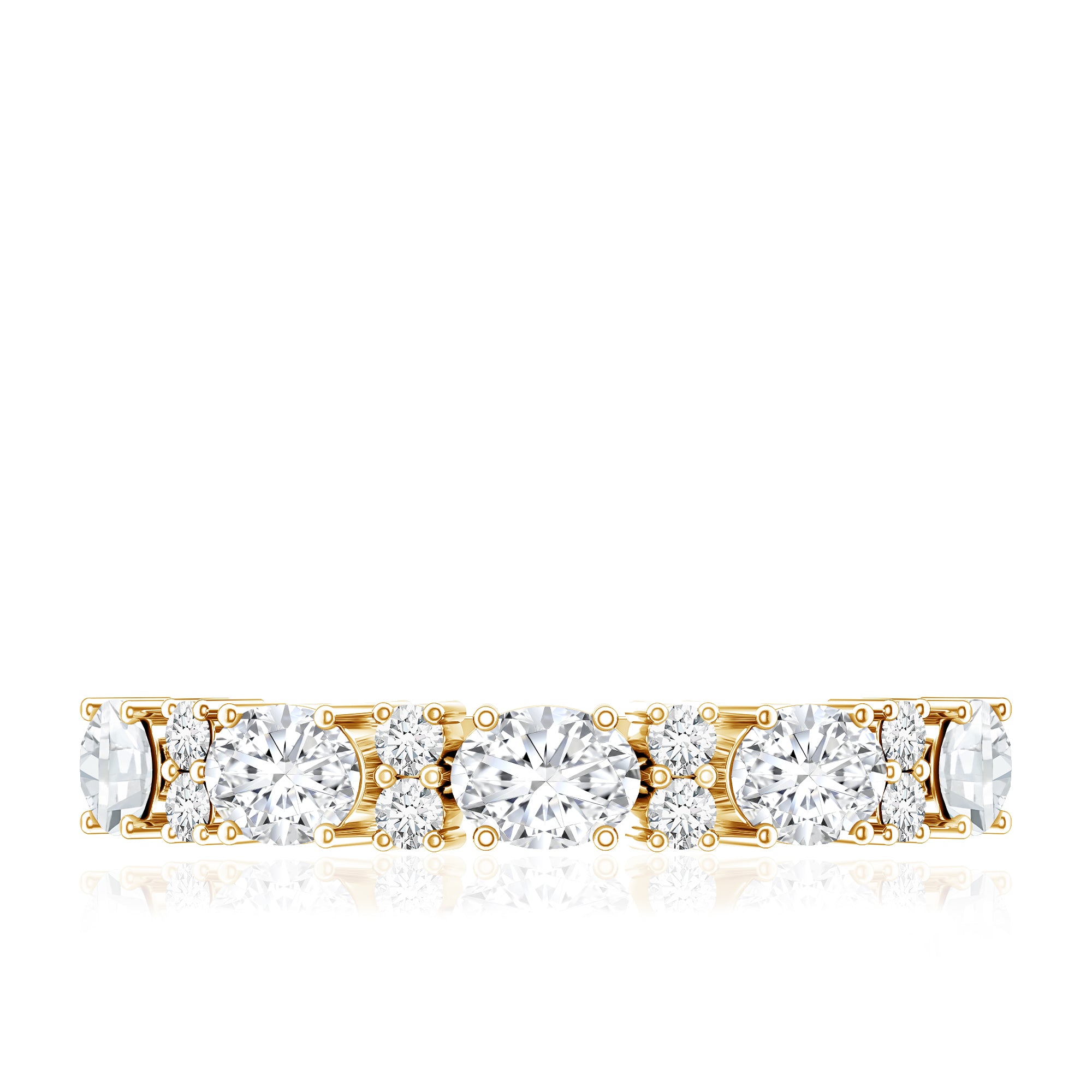Oval and Round Cubic Zirconia Half Eternity Wedding Band AAAA - Rosec Jewels
