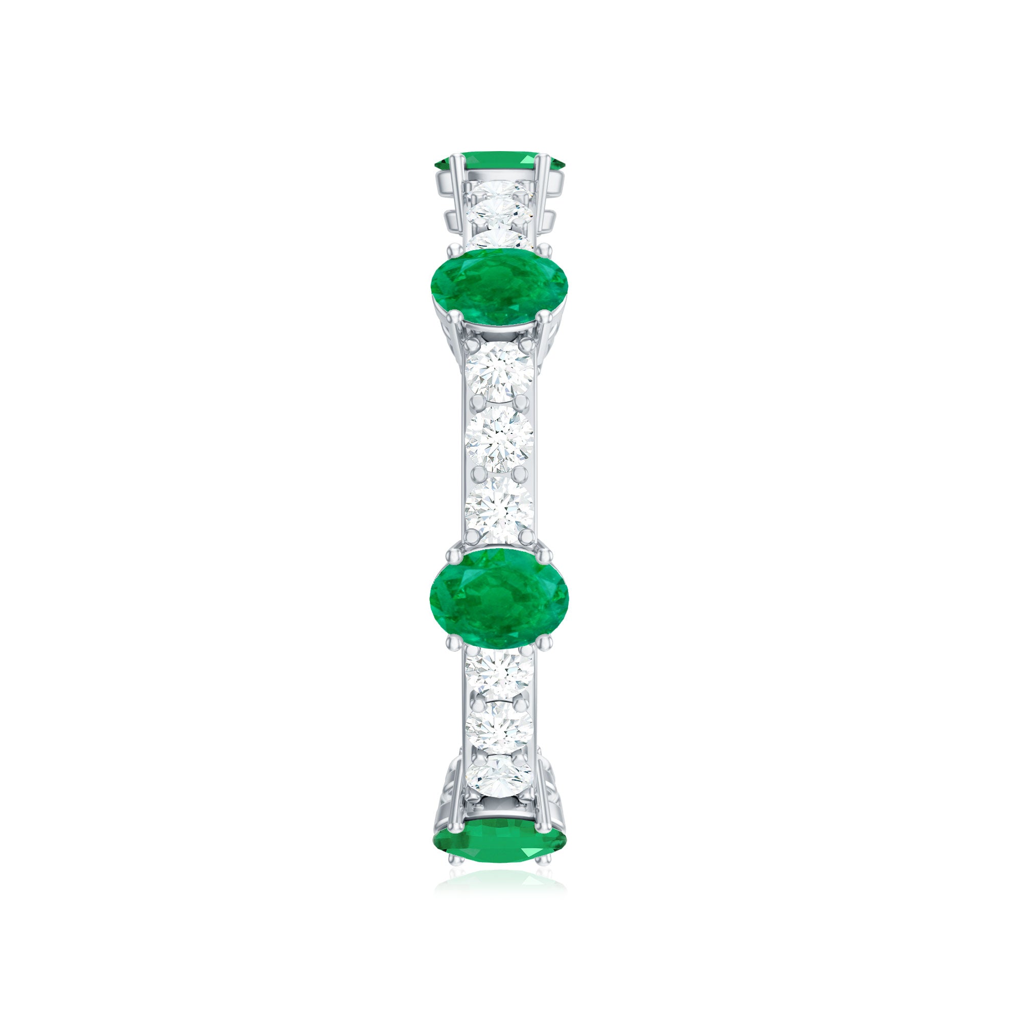 Natural Oval Emerald Diamond Eternity Marriage Anniversary Ring AAA - Rosec Jewels