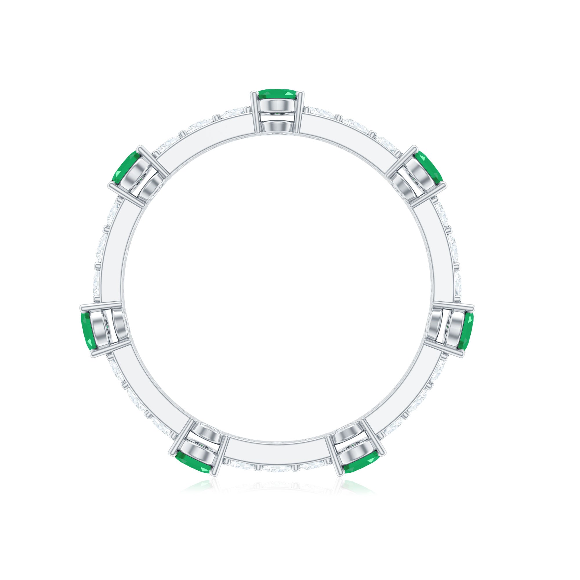 Natural Oval Emerald Diamond Eternity Marriage Anniversary Ring AAA - Rosec Jewels
