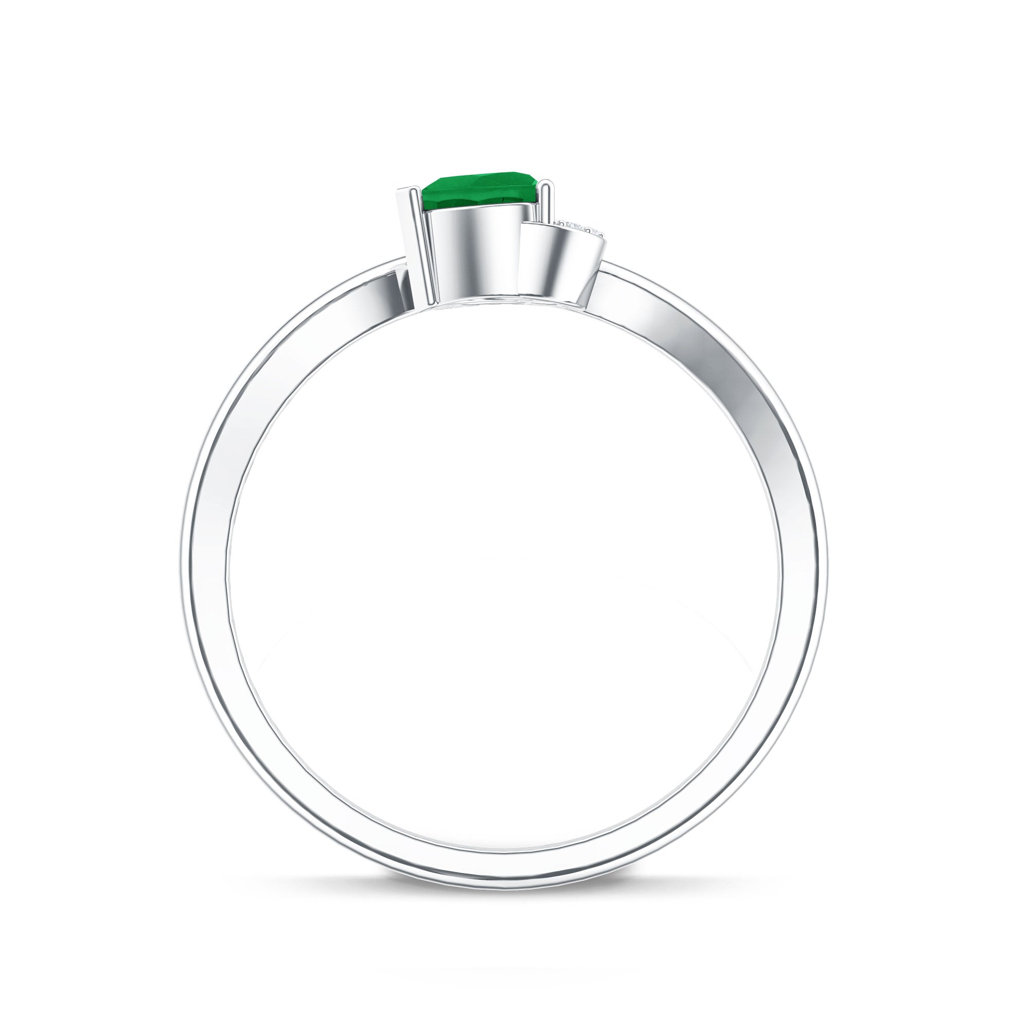Certified Natural Emerald Heart Promise Ring with Diamond AAA - Rosec Jewels