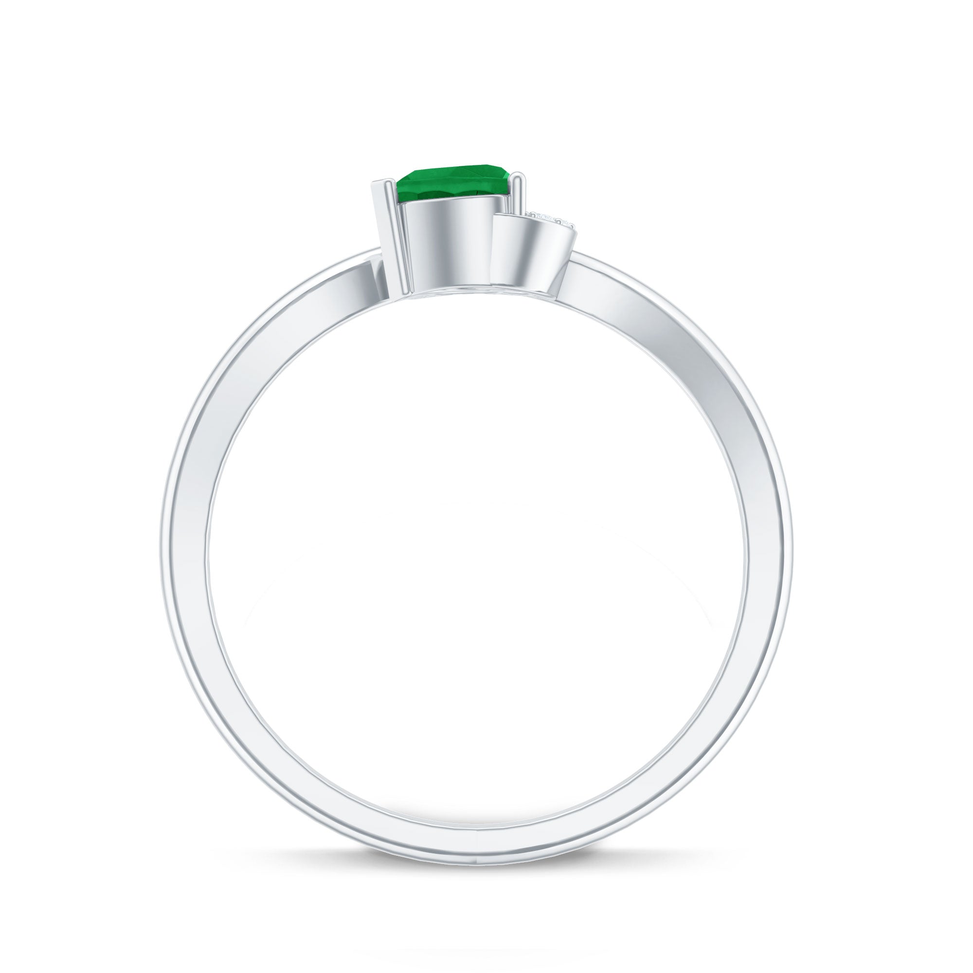 Certified Natural Emerald Heart Promise Ring with Diamond AAA - Rosec Jewels