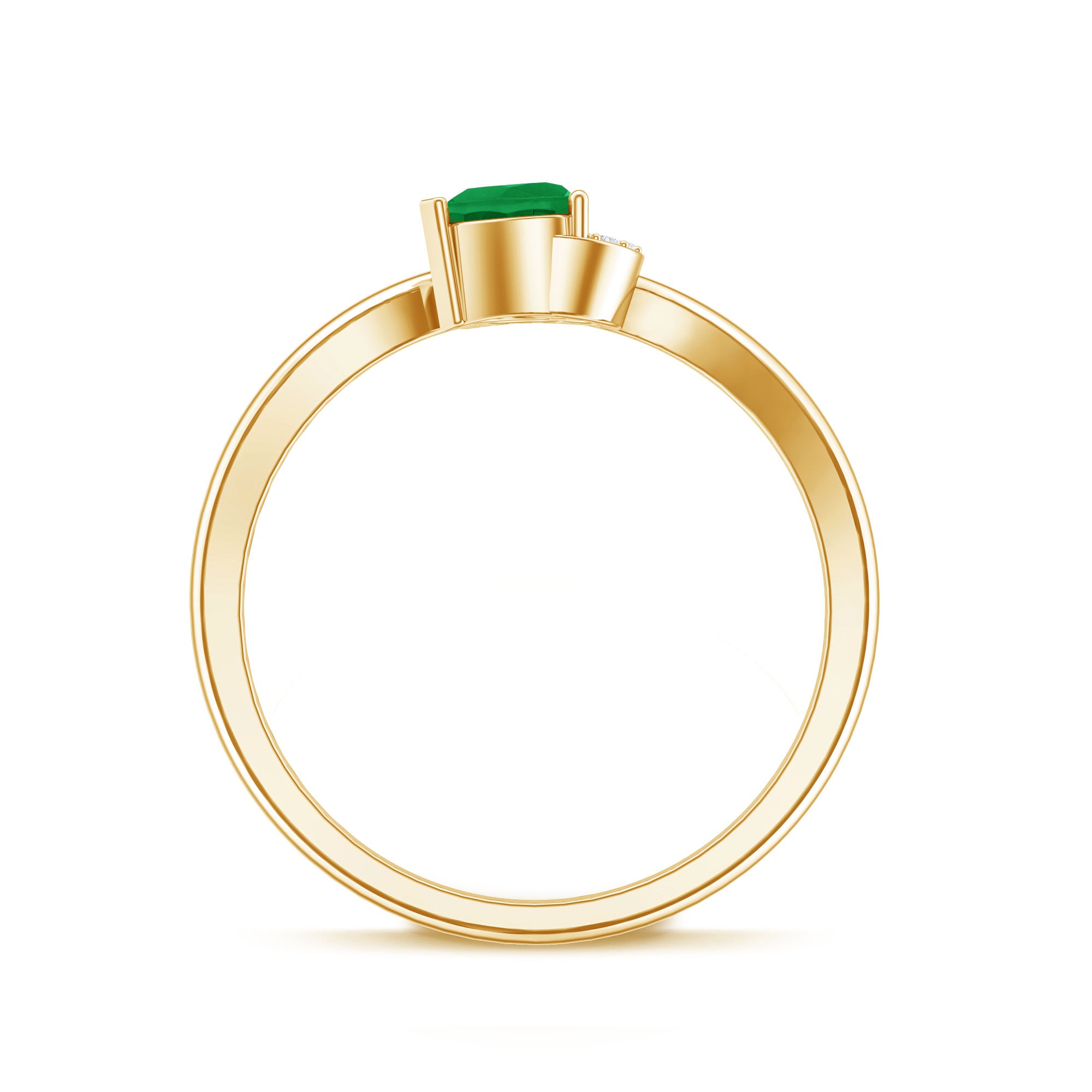 Certified Natural Emerald Heart Promise Ring with Diamond AAA - Rosec Jewels