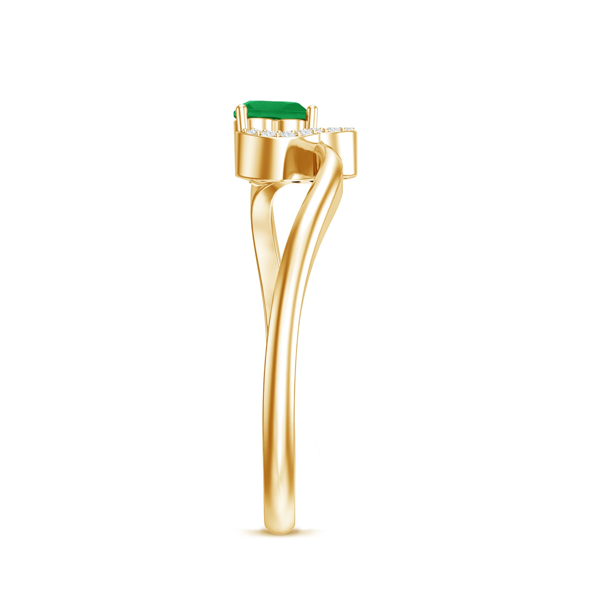 Certified Natural Emerald Heart Promise Ring with Diamond AAA - Rosec Jewels
