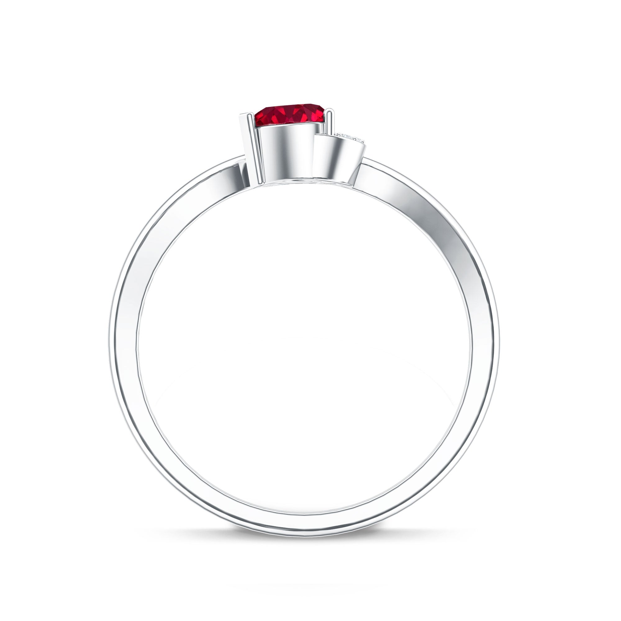 Rosec Jewels-Heart Shape Lab Grown Ruby and Diamond Twisted Promise Ring