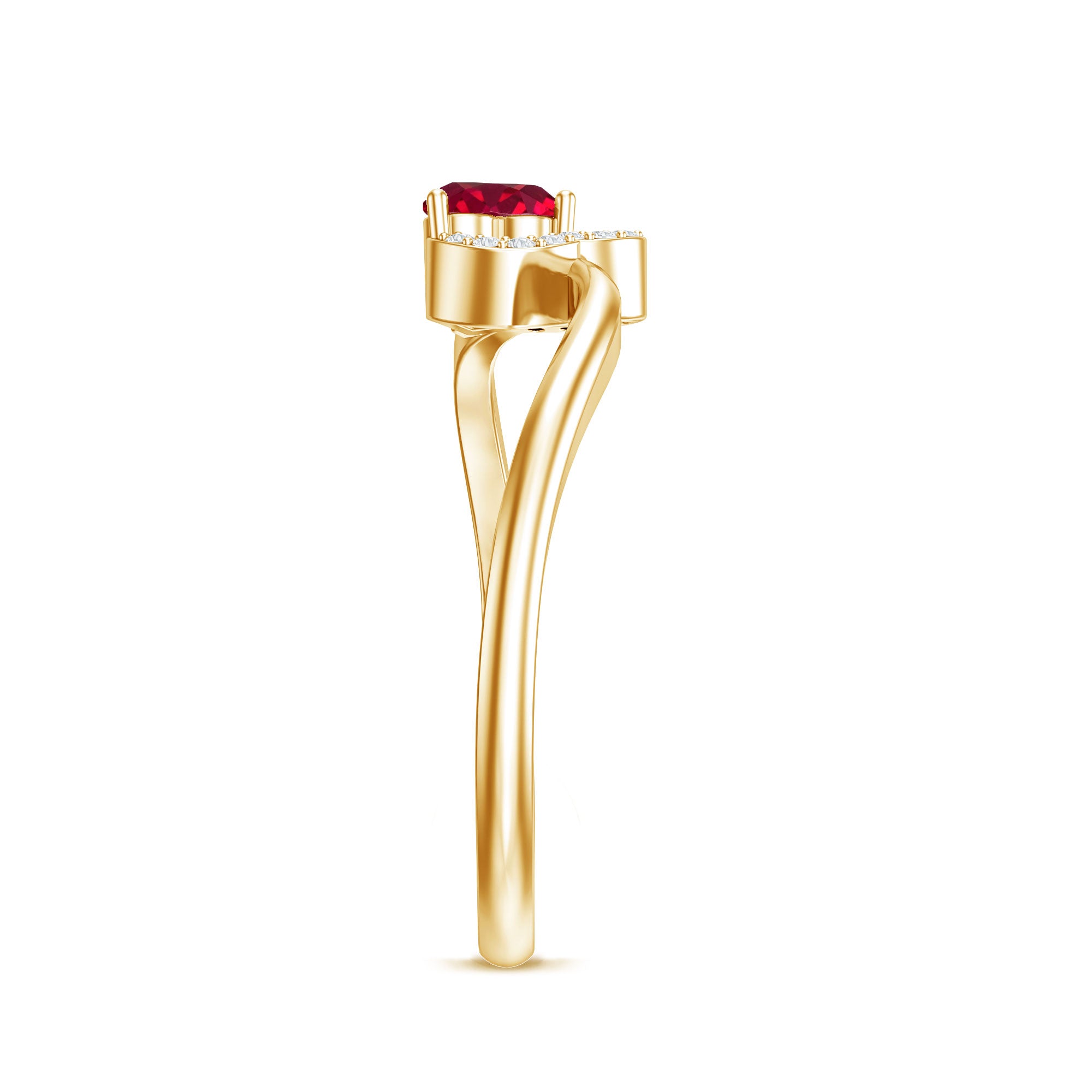 Rosec Jewels-Heart Shape Lab Grown Ruby and Diamond Twisted Promise Ring
