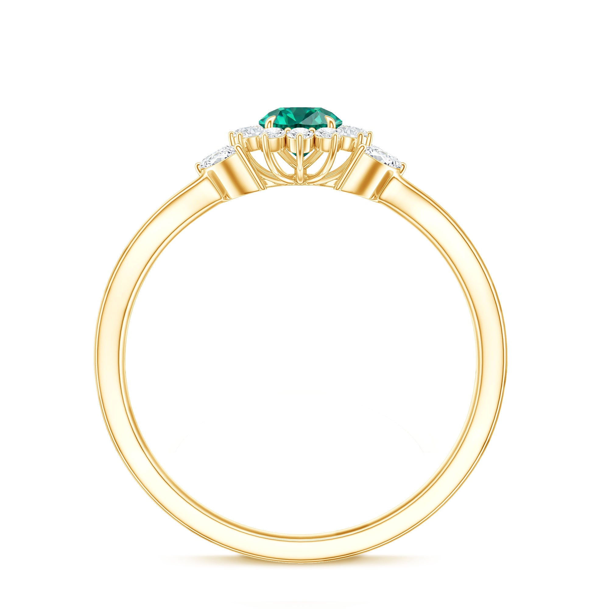 Certified Lab Grown Emerald Diamond Flower Engagement Ring with Split Shank AAAA - Rosec Jewels