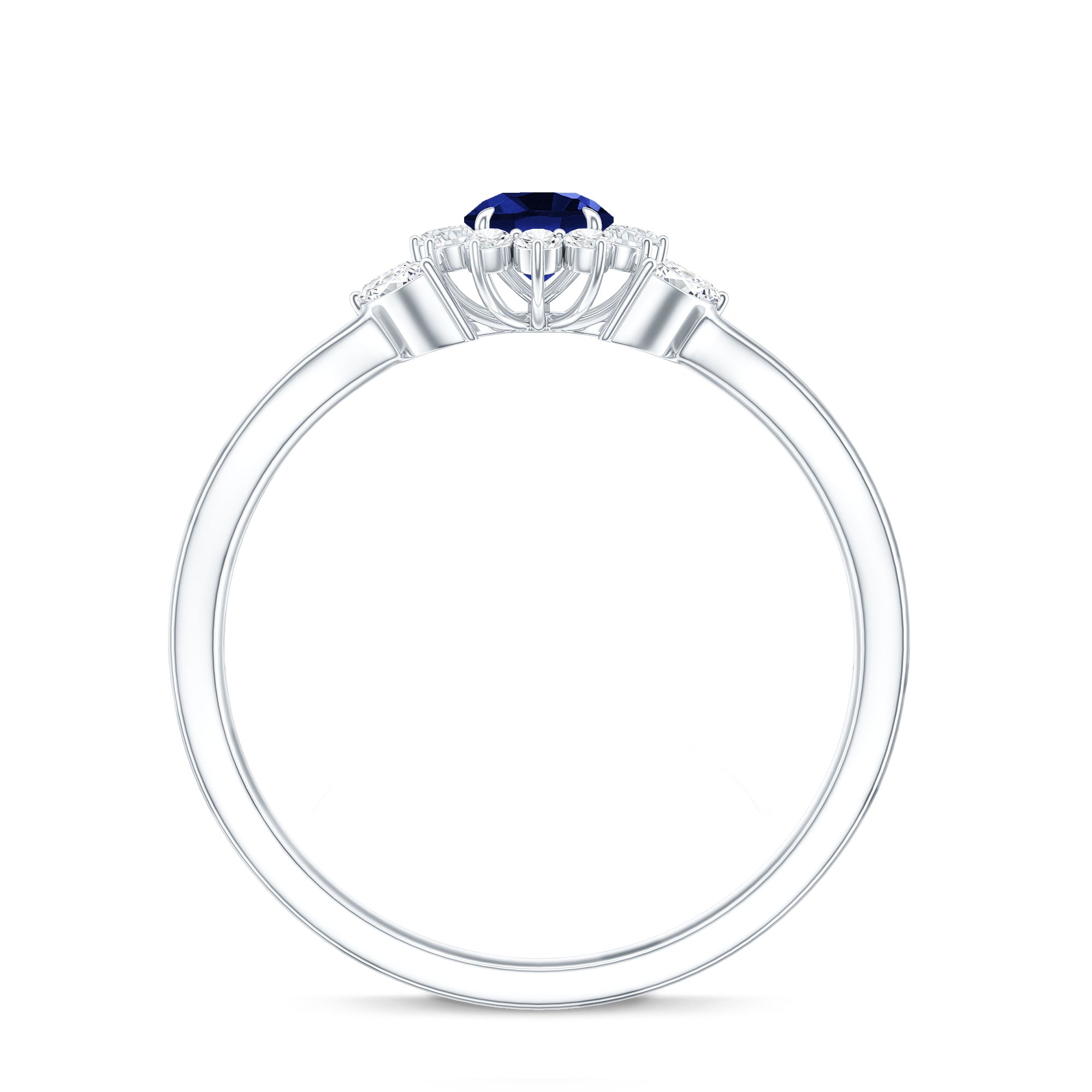 Nature Inspired 0.6 Carat Lab Grown Blue Sapphire Engagement Ring with Diamond AAAA - Rosec Jewels