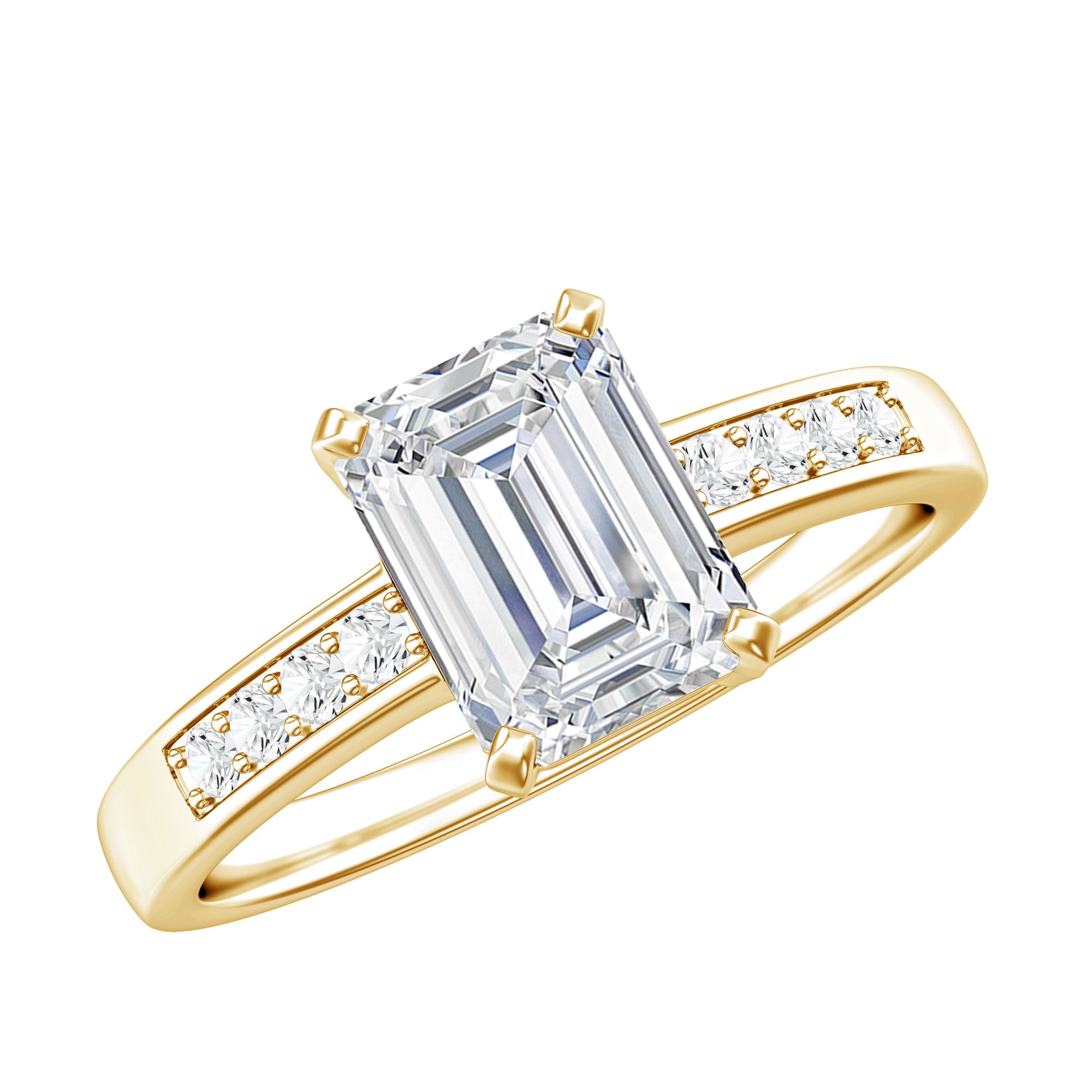 1.8 Carat Emerald Cut Cubic Zirconia Solitaire Engagement Ring AAAA - Rosec Jewels
