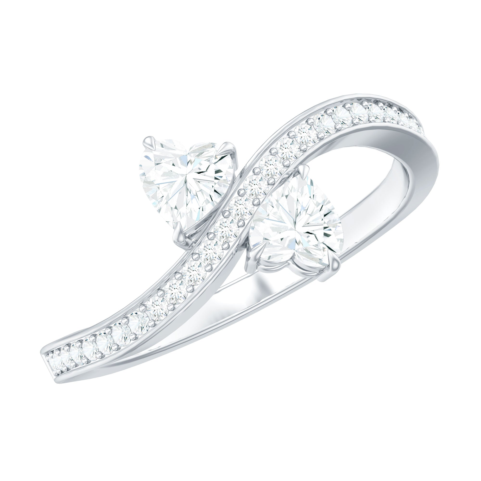 Moissanite Two Stone Pre Engagement Ring