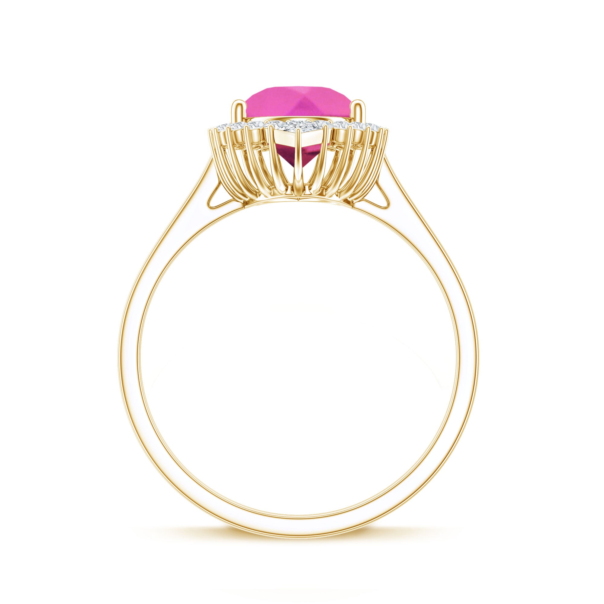 Pear Created Pink Sapphire Cocktail Halo Ring with Diamond AAAA - Rosec Jewels