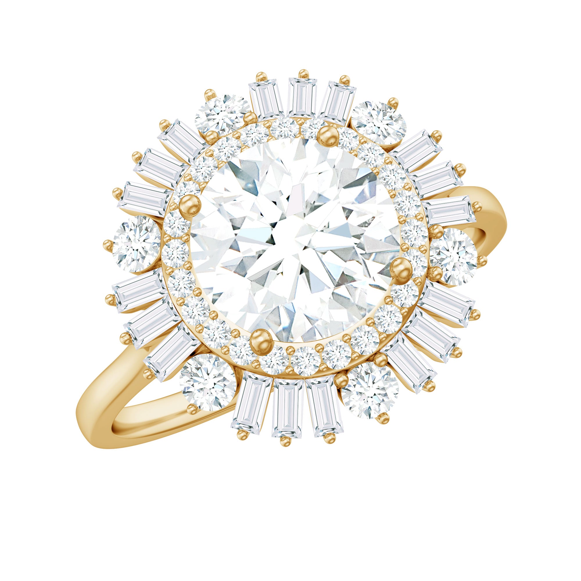 1.3 Carat Zircon Cocktail Engagement Ring with Double Halo AAAA - Rosec Jewels