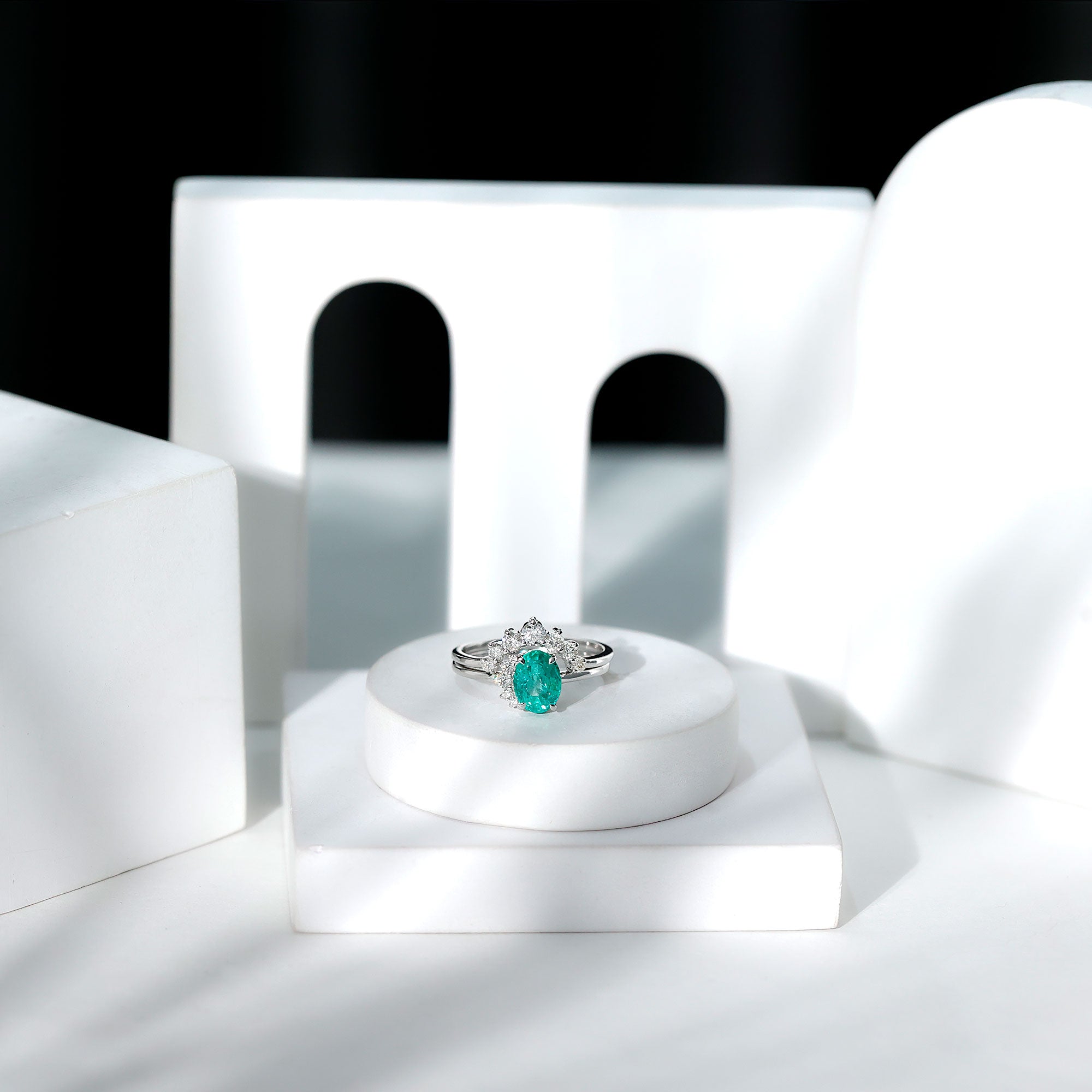 Natural Emerald Wedding Engagement Ring Set with Diamond AAA - Rosec Jewels