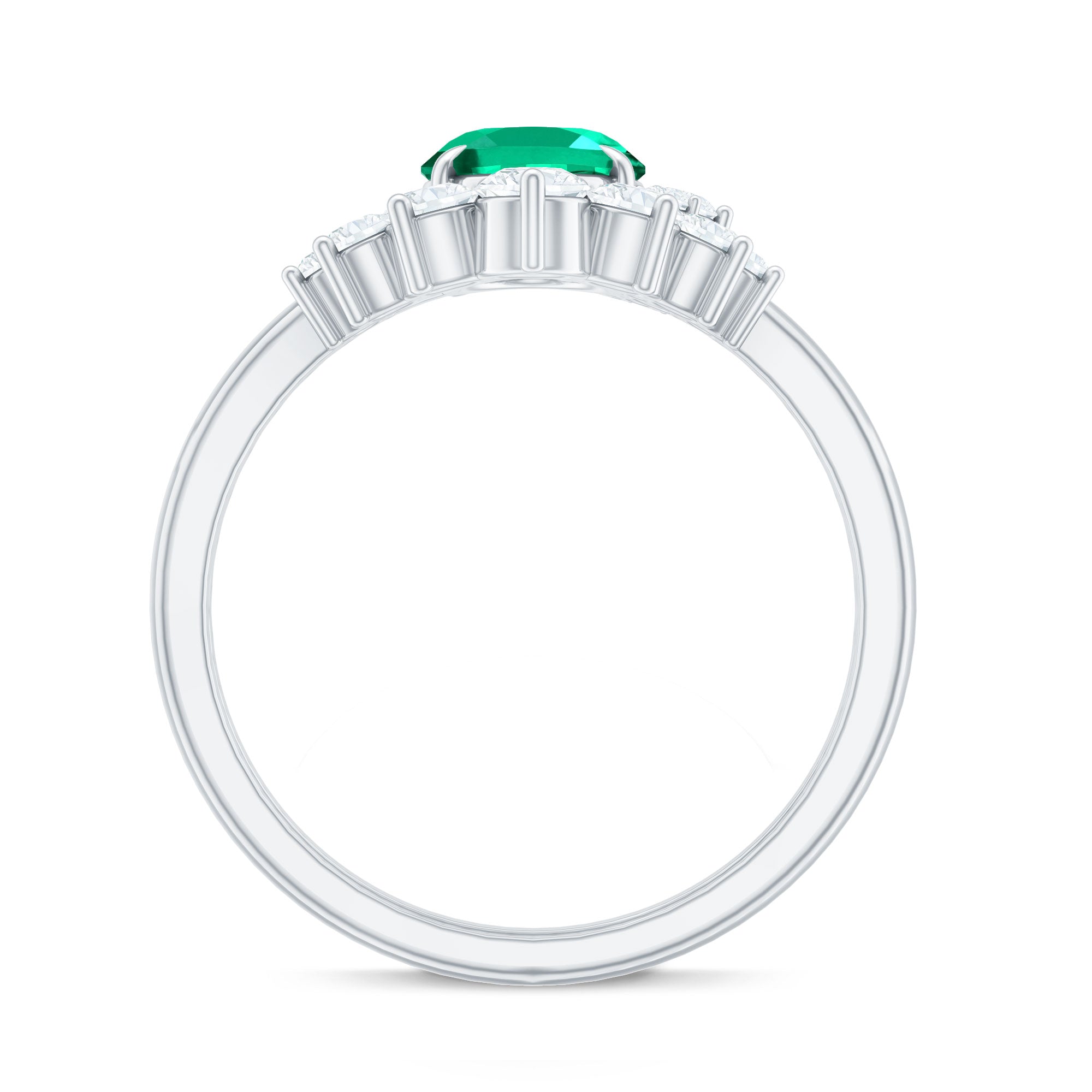 Designer Lab Grown Emerald Oval Engagement Ring with Diamond Enhancer AAAA - Rosec Jewels