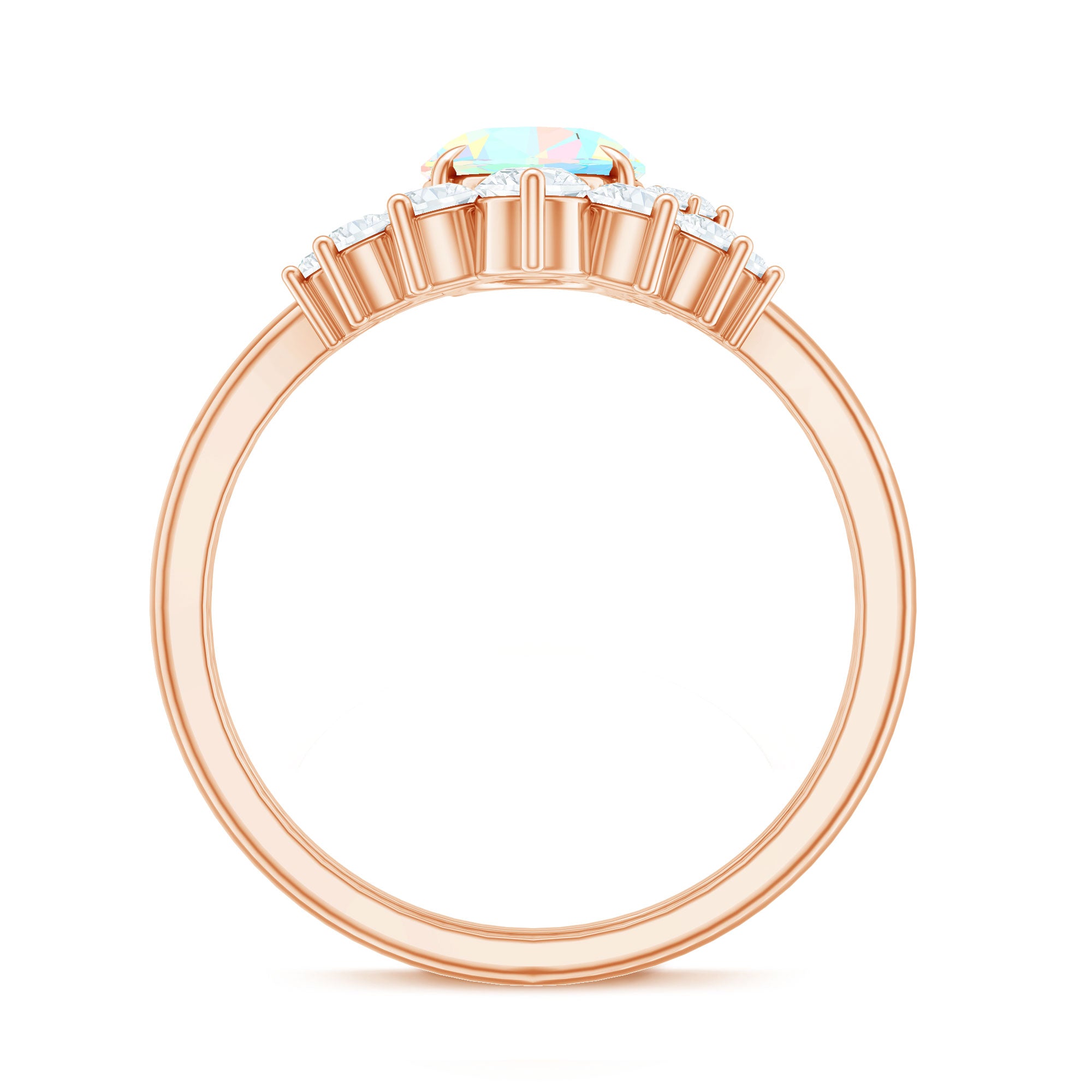 Real Ethiopian Opal Diamond Oval Engagement Ring and Wedding Band Set AAA - Rosec Jewels