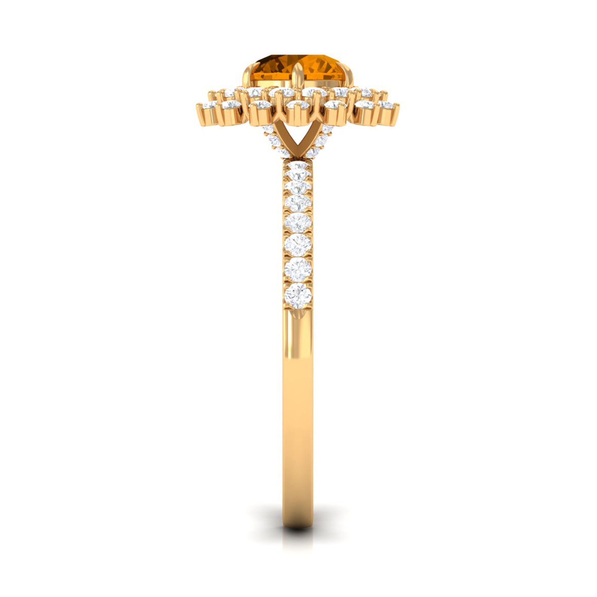 Natural Citrine Double Halo Engagement Ring with Moissanite AAA - Rosec Jewels