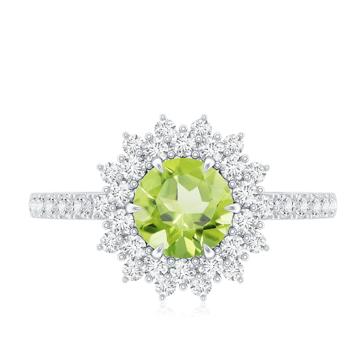 Certified Real 2 Carat Peridot Statement Engagement Ring AAA - Rosec Jewels