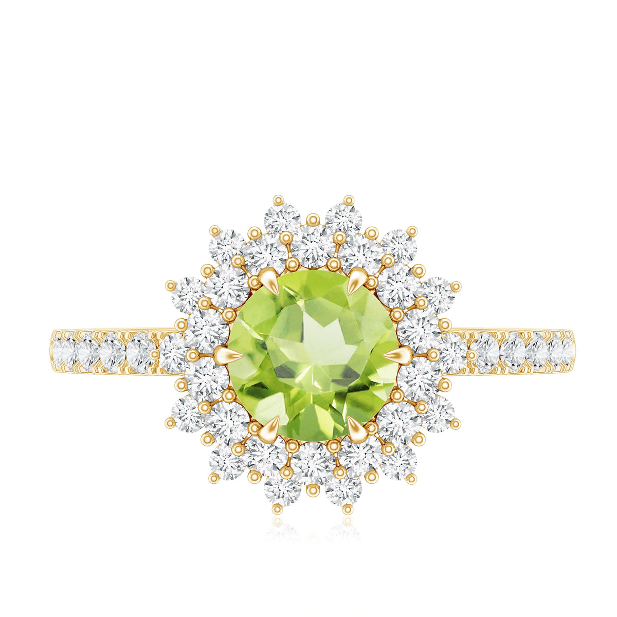 Certified Real 2 Carat Peridot Statement Engagement Ring AAA - Rosec Jewels