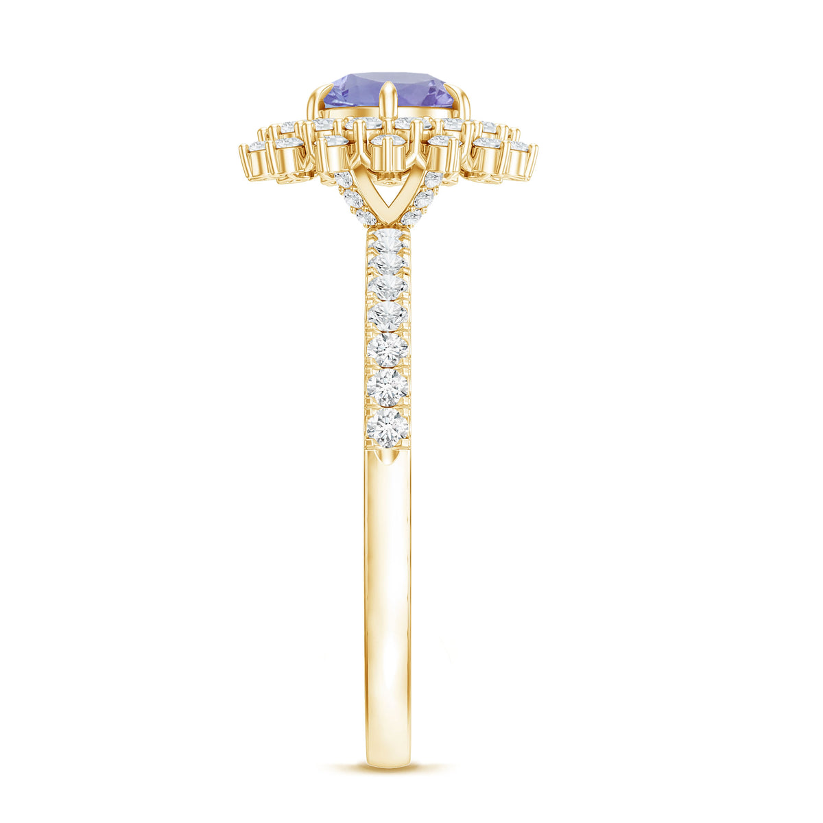 Natural Tanzanite Diamond Engagement Ring with Double Halo AAA - Rosec Jewels