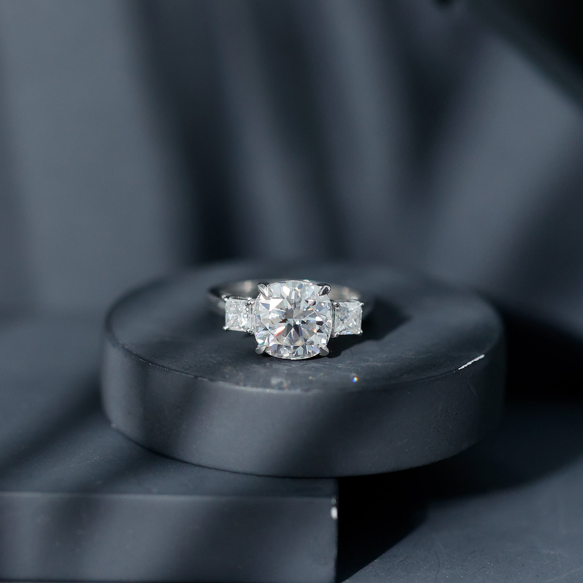 Cushion Moissanite Huge Engagement Ring D-VS1 - Rosec Jewels