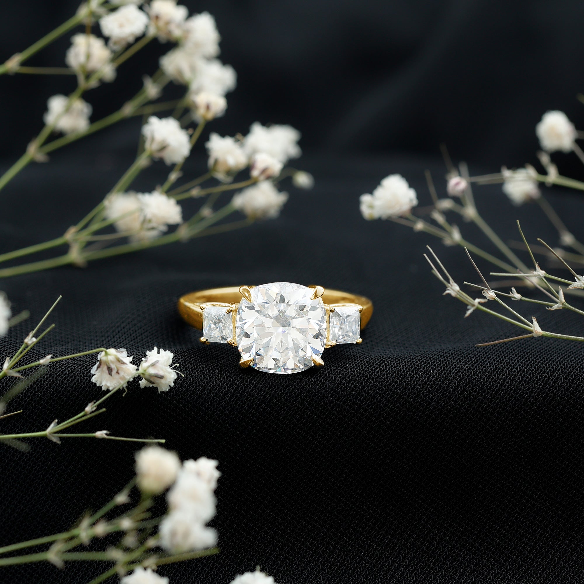 Cushion Moissanite Huge Engagement Ring D-VS1 - Rosec Jewels