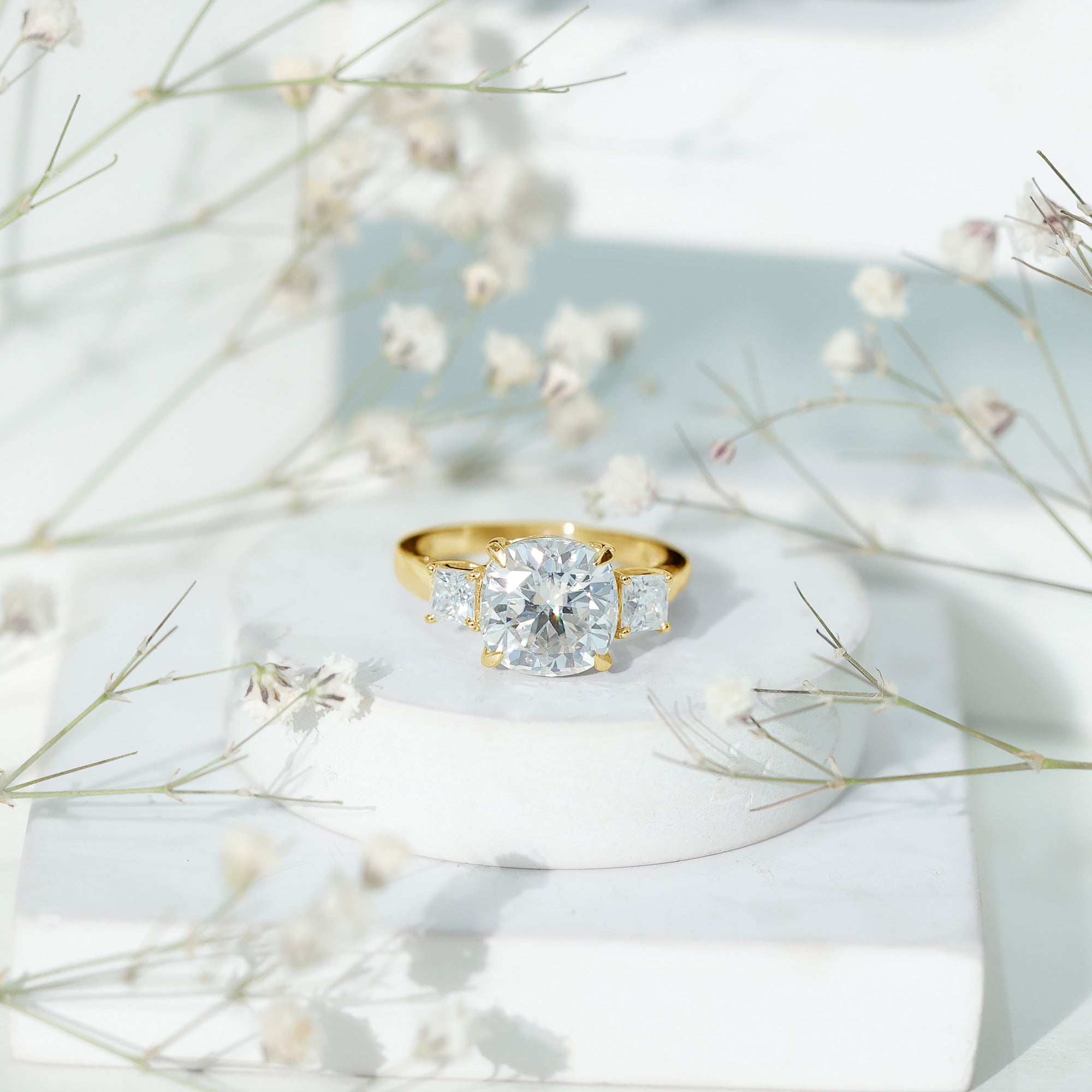 Cushion Moissanite Huge Engagement Ring D-VS1 - Rosec Jewels