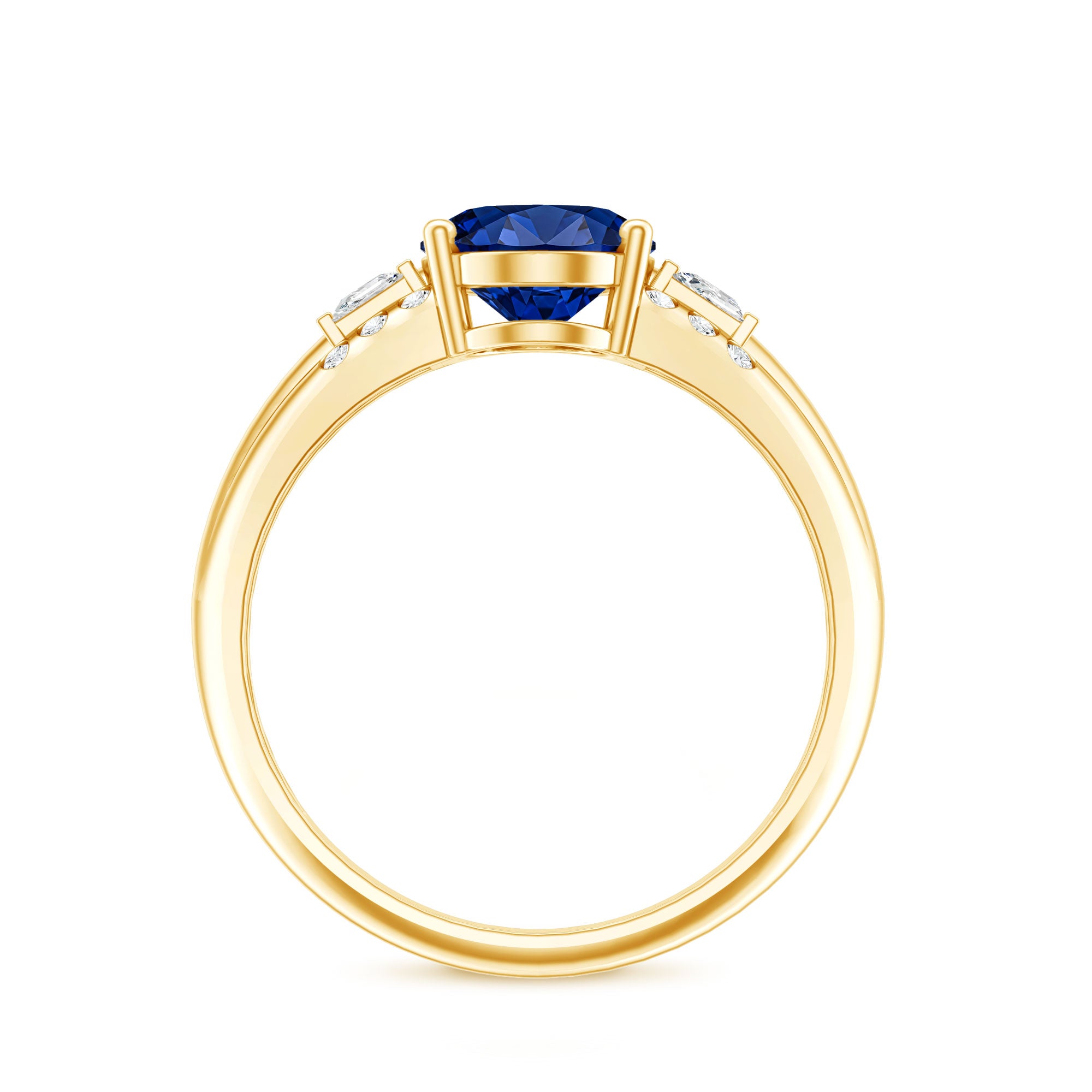 Certified Oval 4 Carat Lab Grown Blue Sapphire Statement Engagement Ring with Diamond AAAA - Rosec Jewels