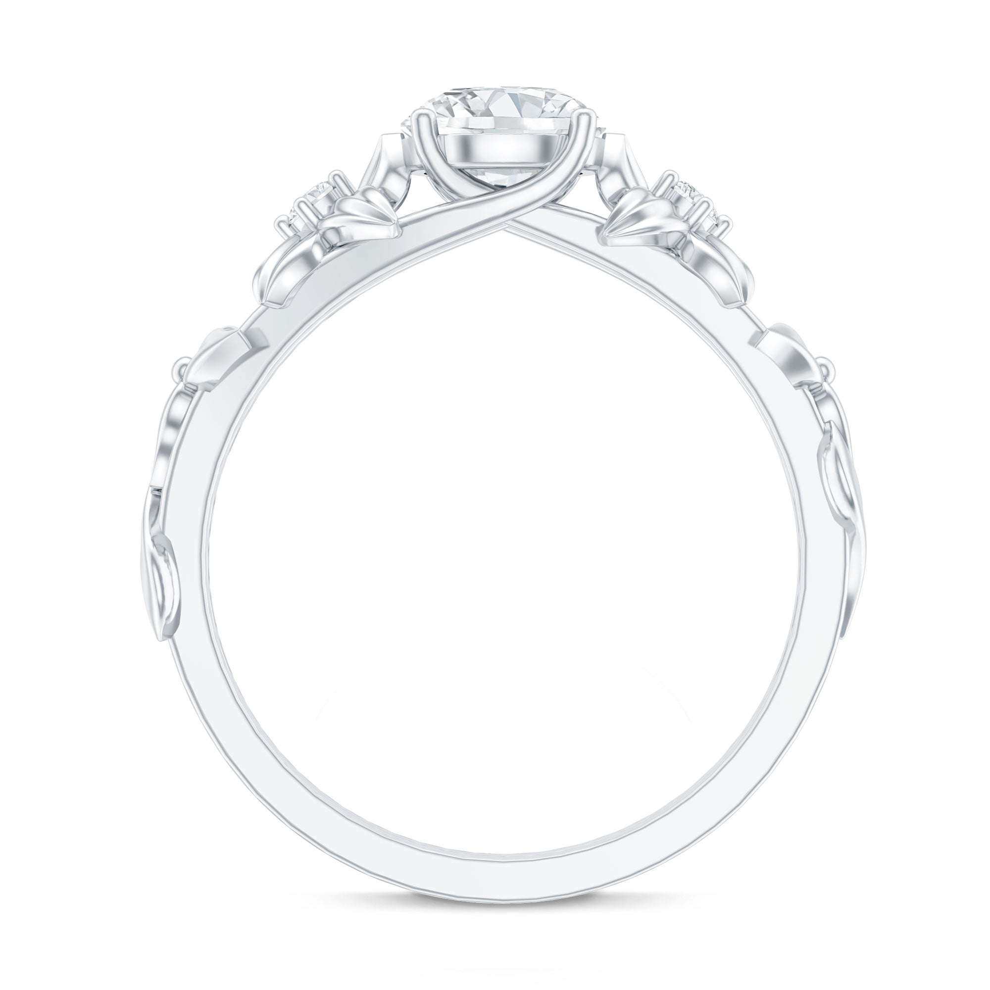 Round Cut 6 MM Moissanite Floral Engagement Ring D-VS1 - Rosec Jewels