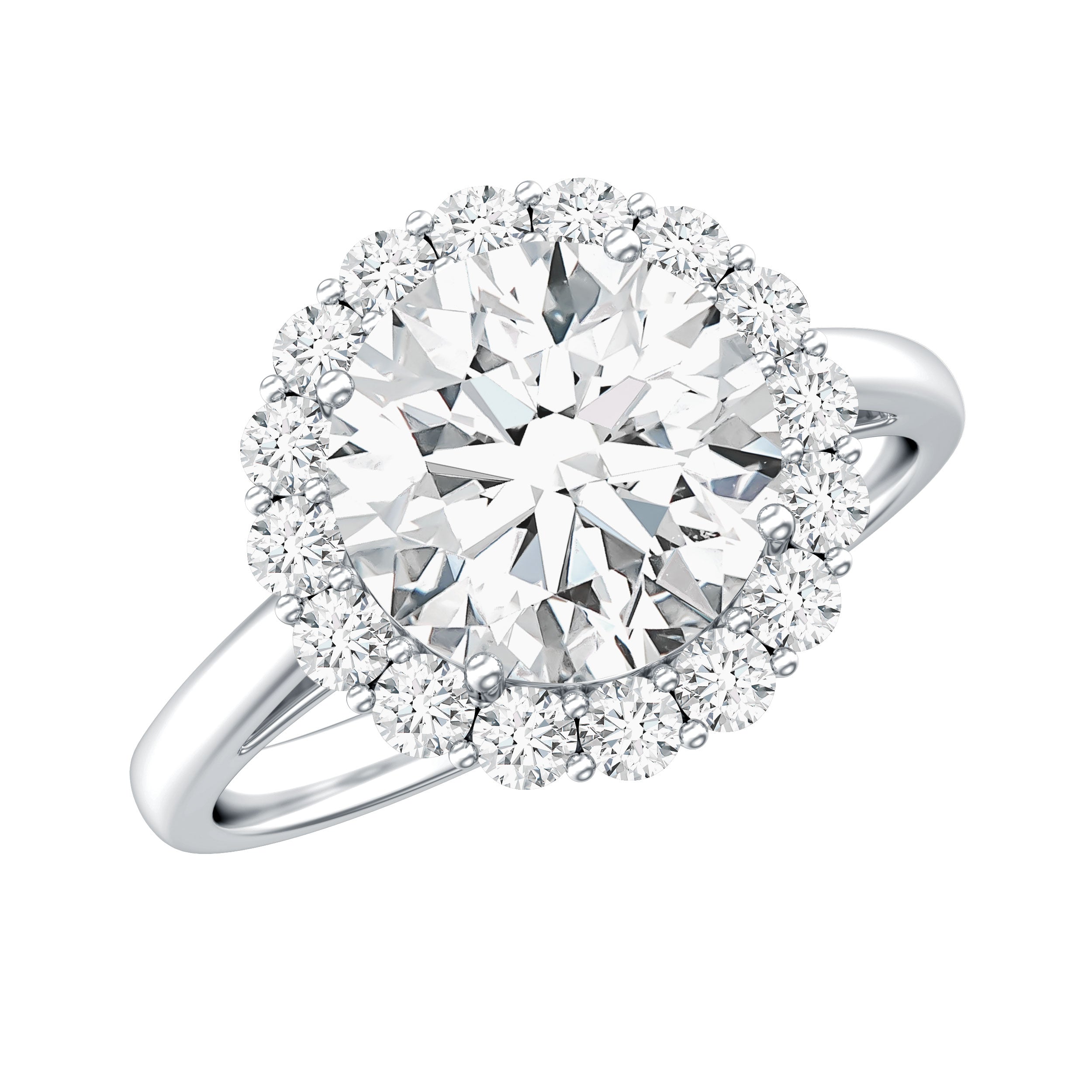 3 CT Round Shape Simulated Diamond Simple Halo Ring AAAA - Rosec Jewels