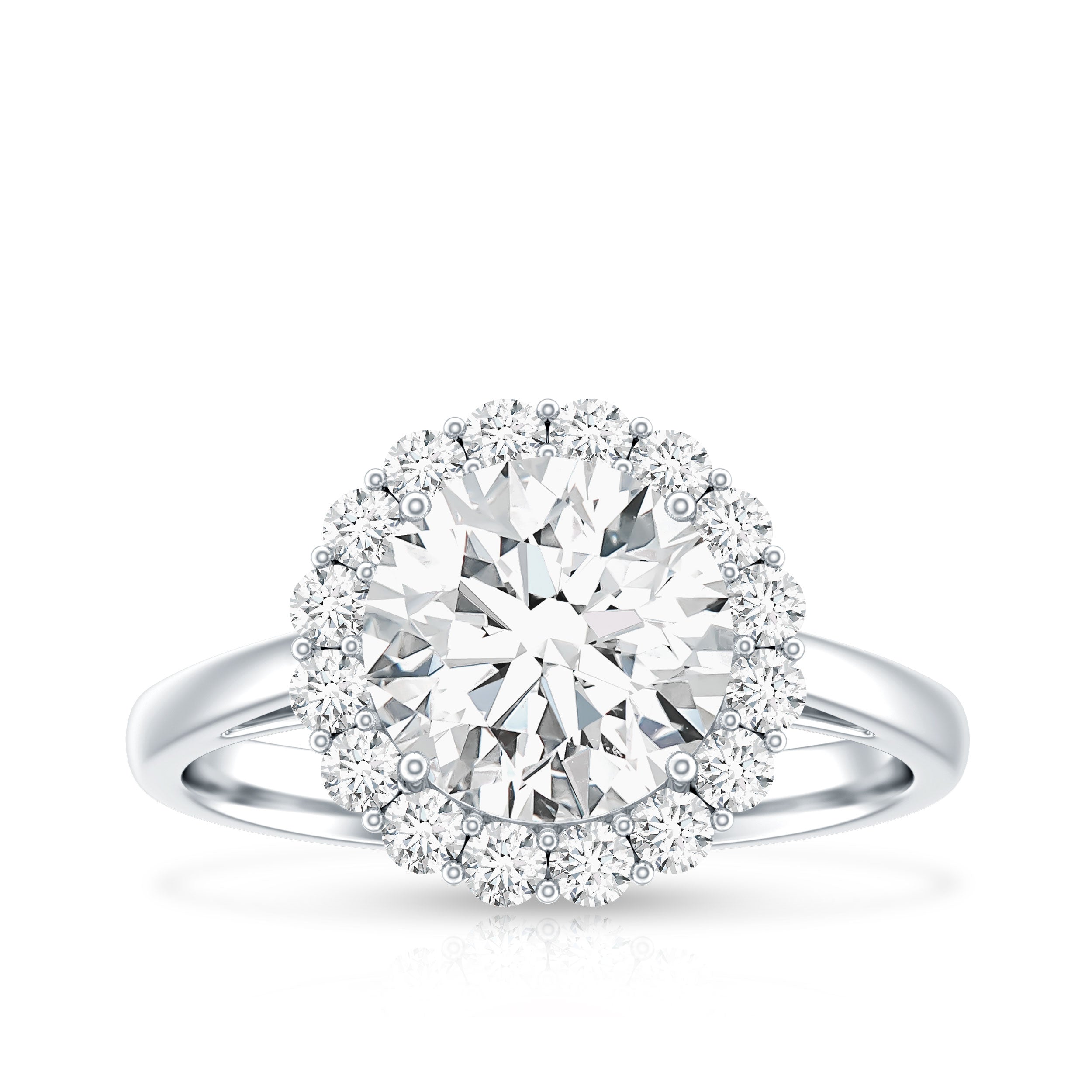 3 CT Round Shape Simulated Diamond Simple Halo Ring AAAA - Rosec Jewels