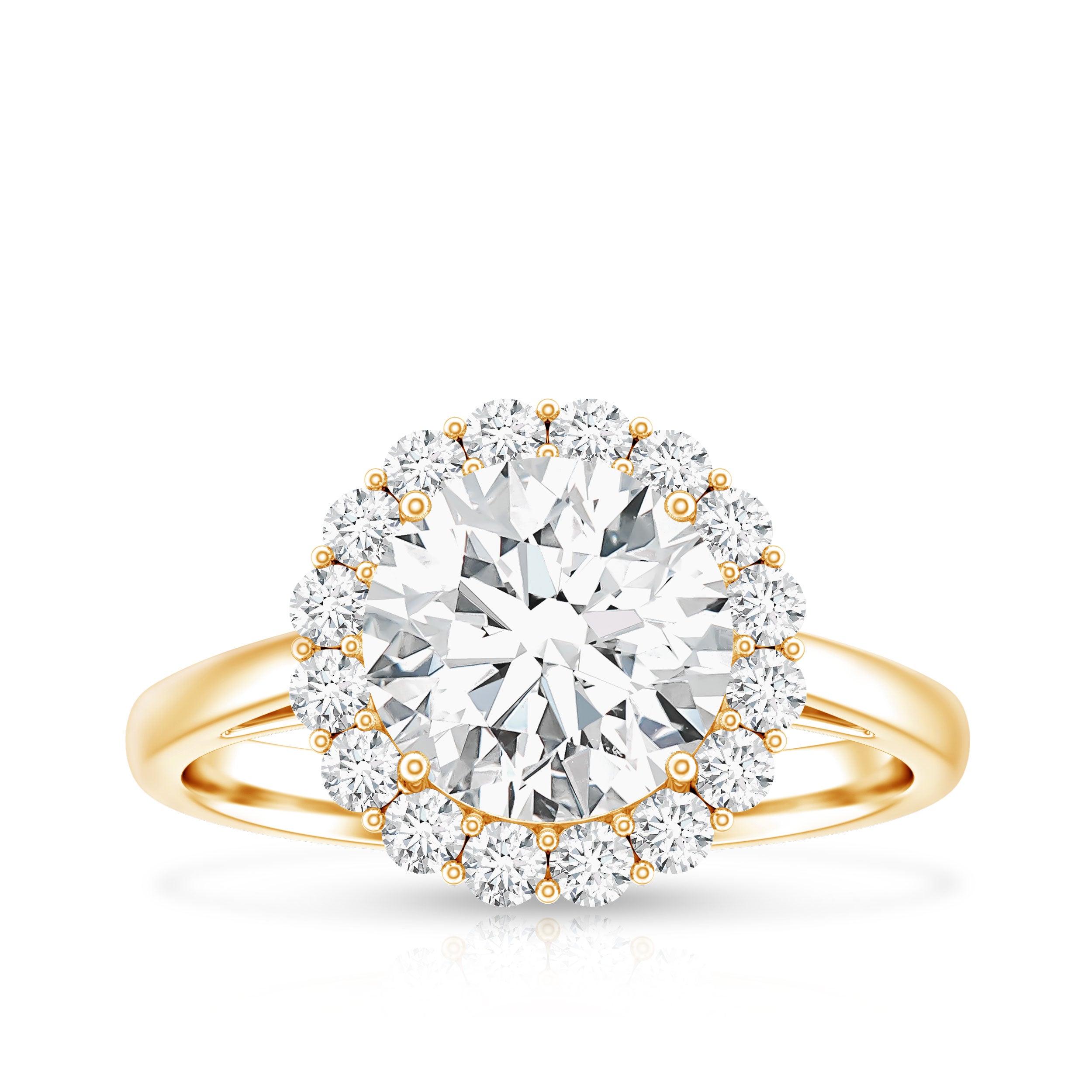 3 CT Round Shape Simulated Diamond Simple Halo Ring AAAA - Rosec Jewels