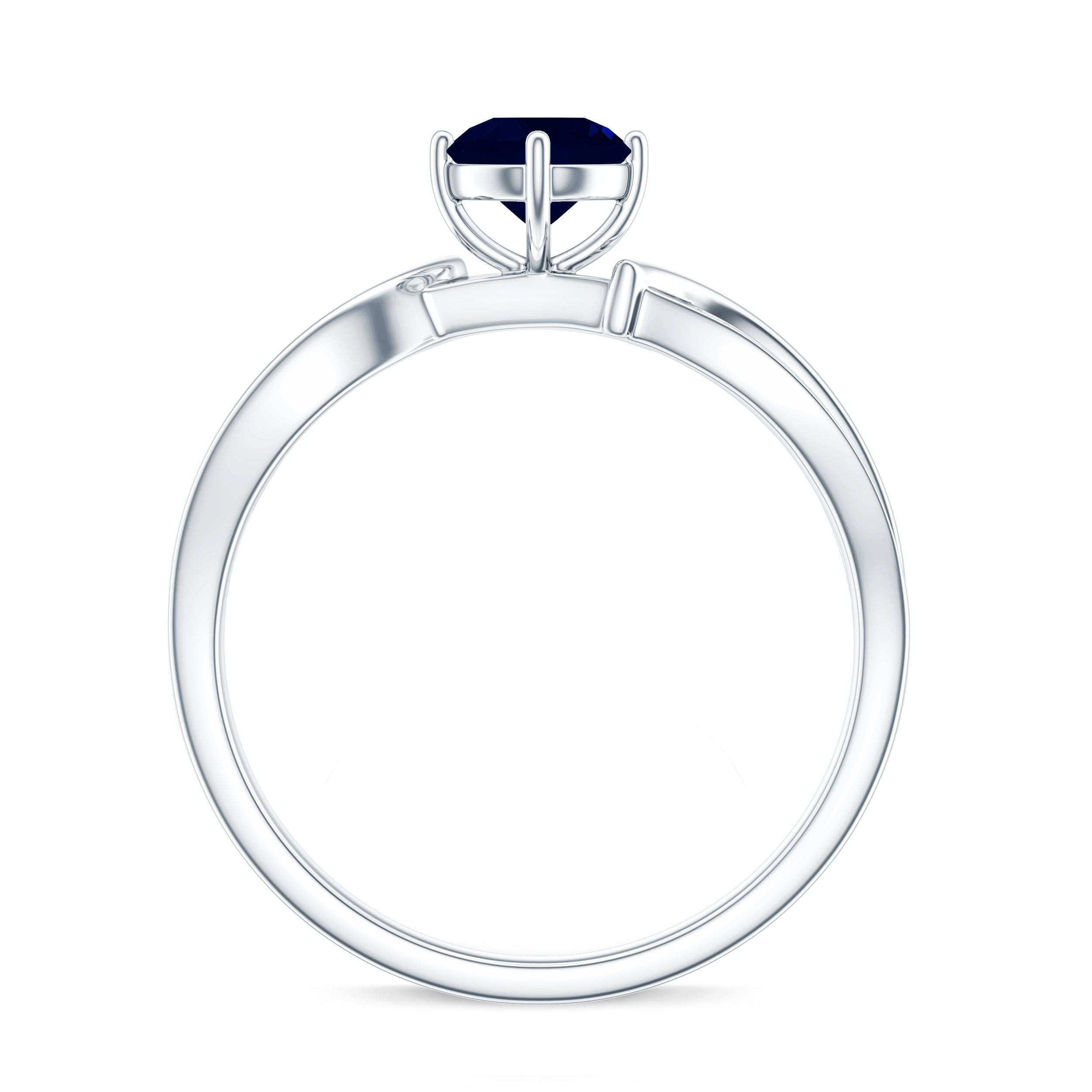 Real 0.95 Carat Round Blue Sapphire Infinity Engagement Ring with Diamond AAA - Rosec Jewels