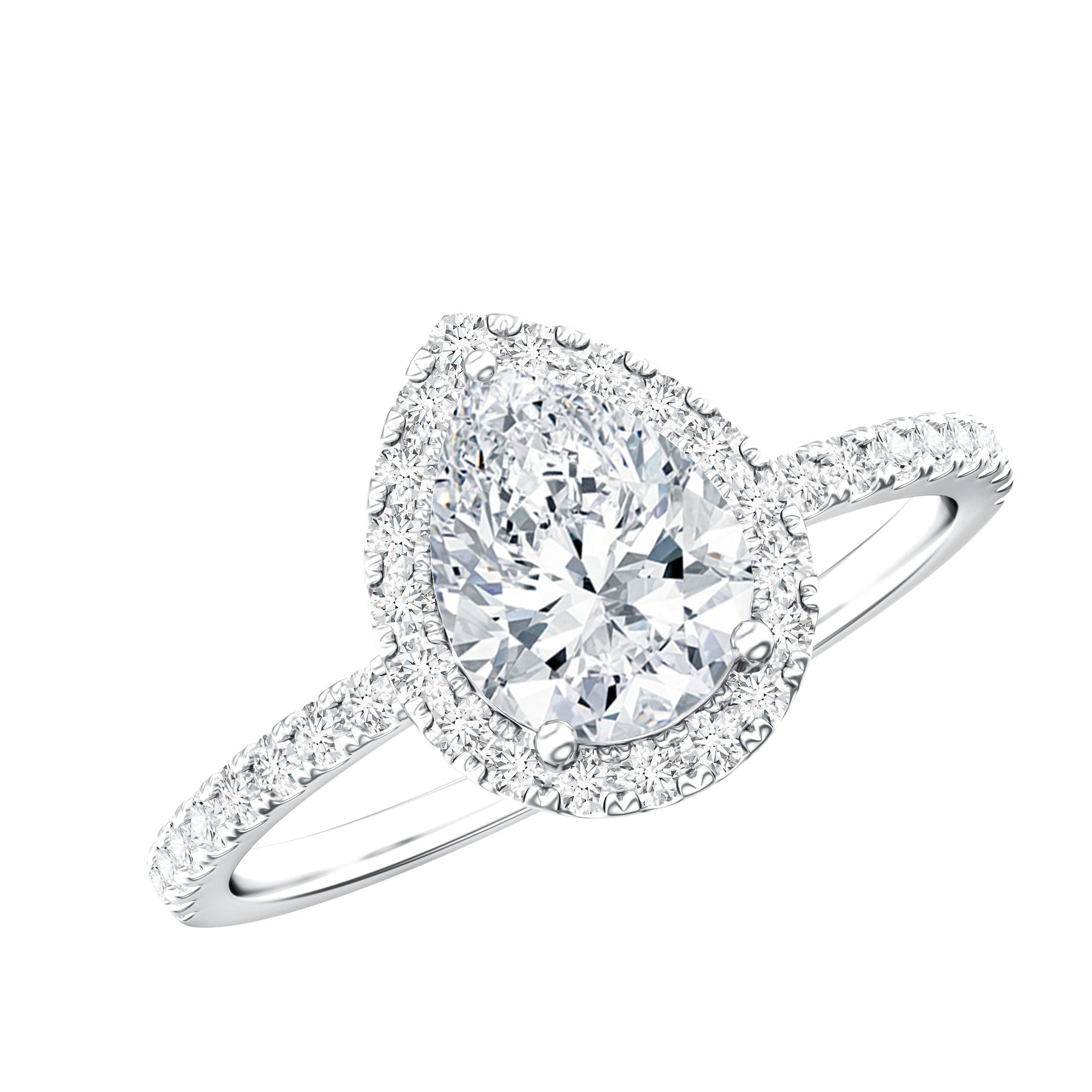 1.4 Carat Pear Shaped Simulated Diamond Halo Engagement Ring AAAA - Rosec Jewels