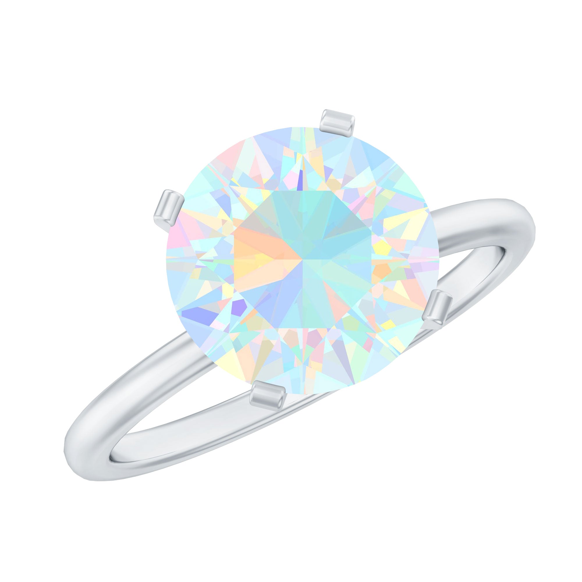 Classic 8mm Solitaire Ethiopian Opal October Birthstone Engagement Ring