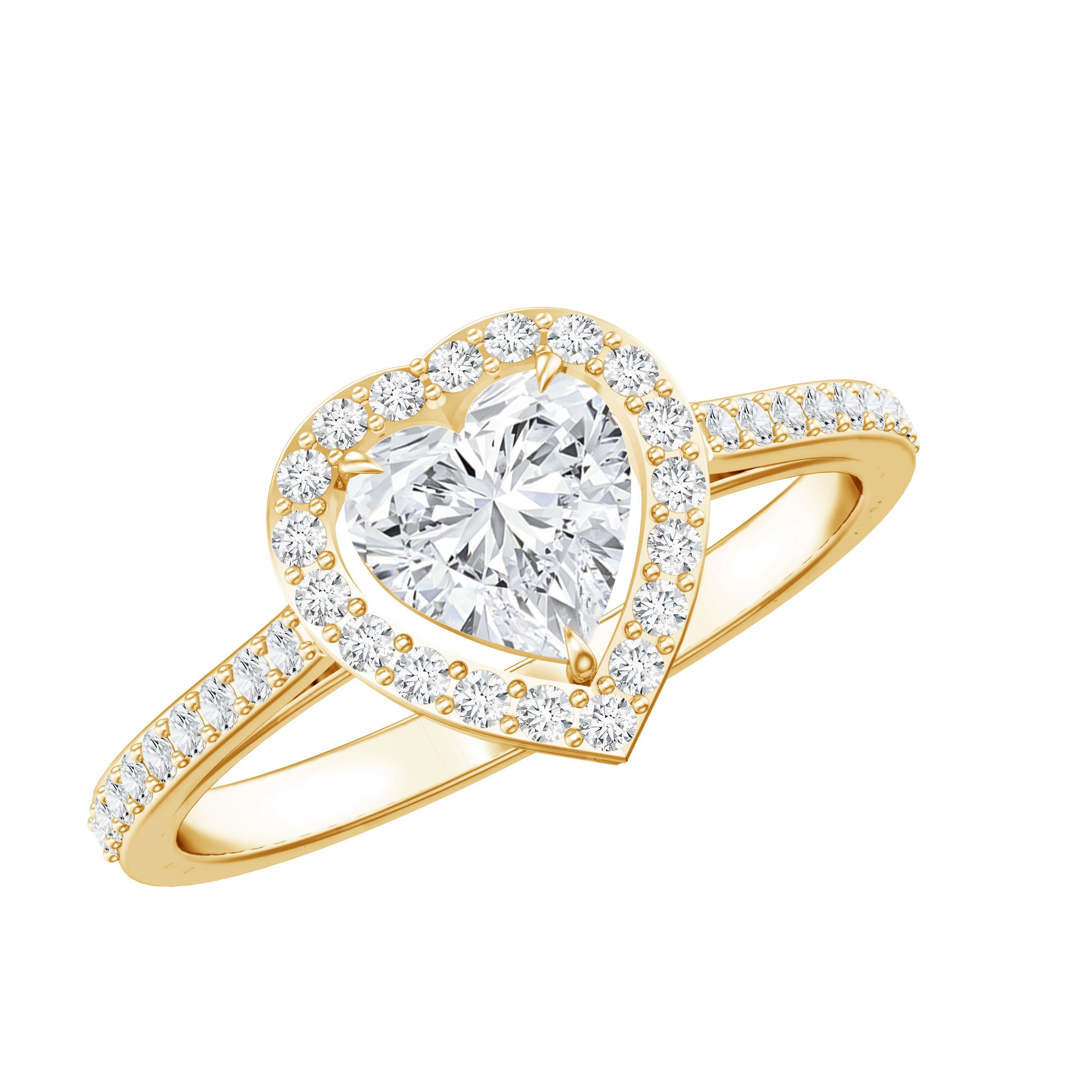 1.50 CT Heart Shape Cubic Zirconia Engagement Ring with Accent AAAA - Rosec Jewels
