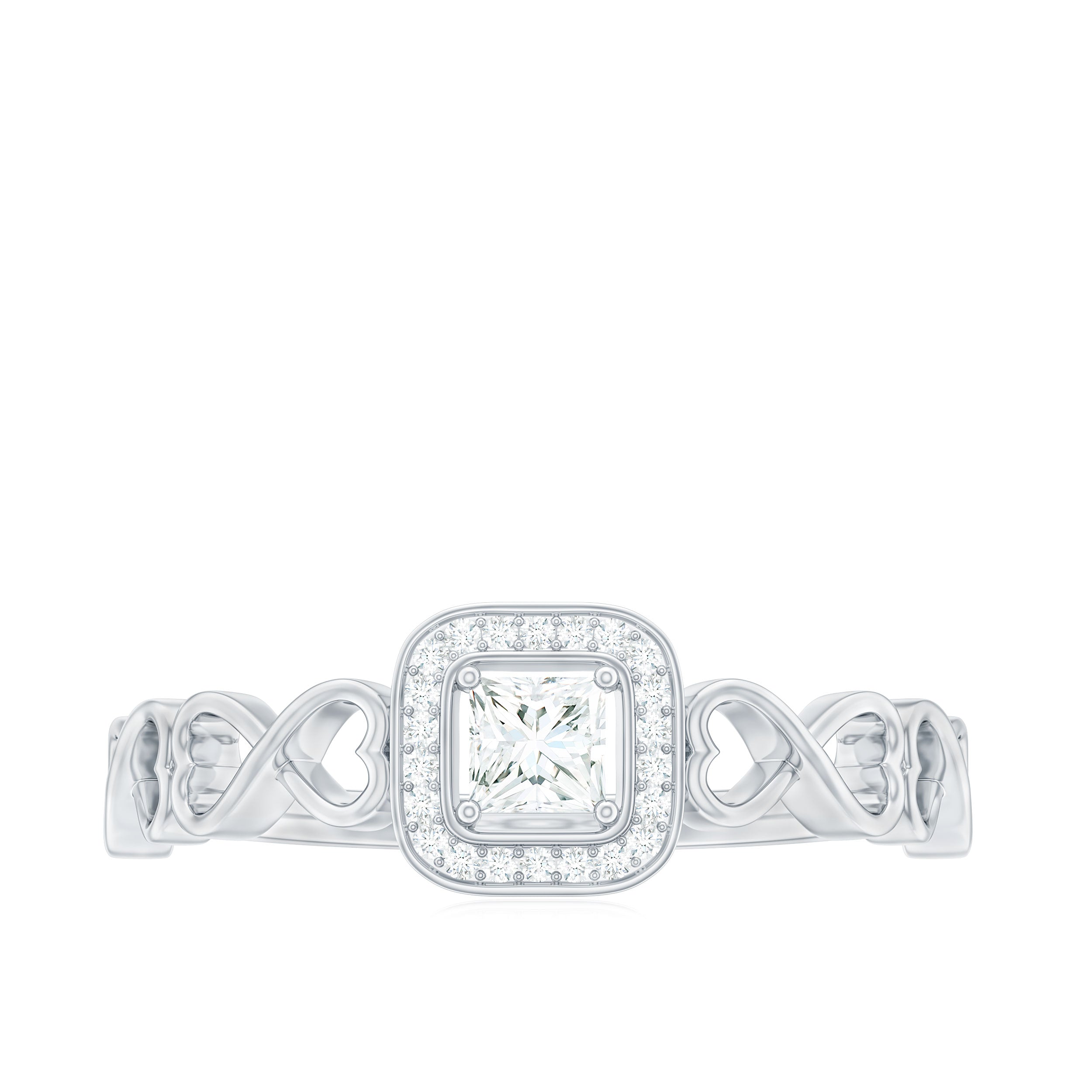 Certified Princess Cut Moissanite Infinity Engagement Ring D-VS1 - Rosec Jewels