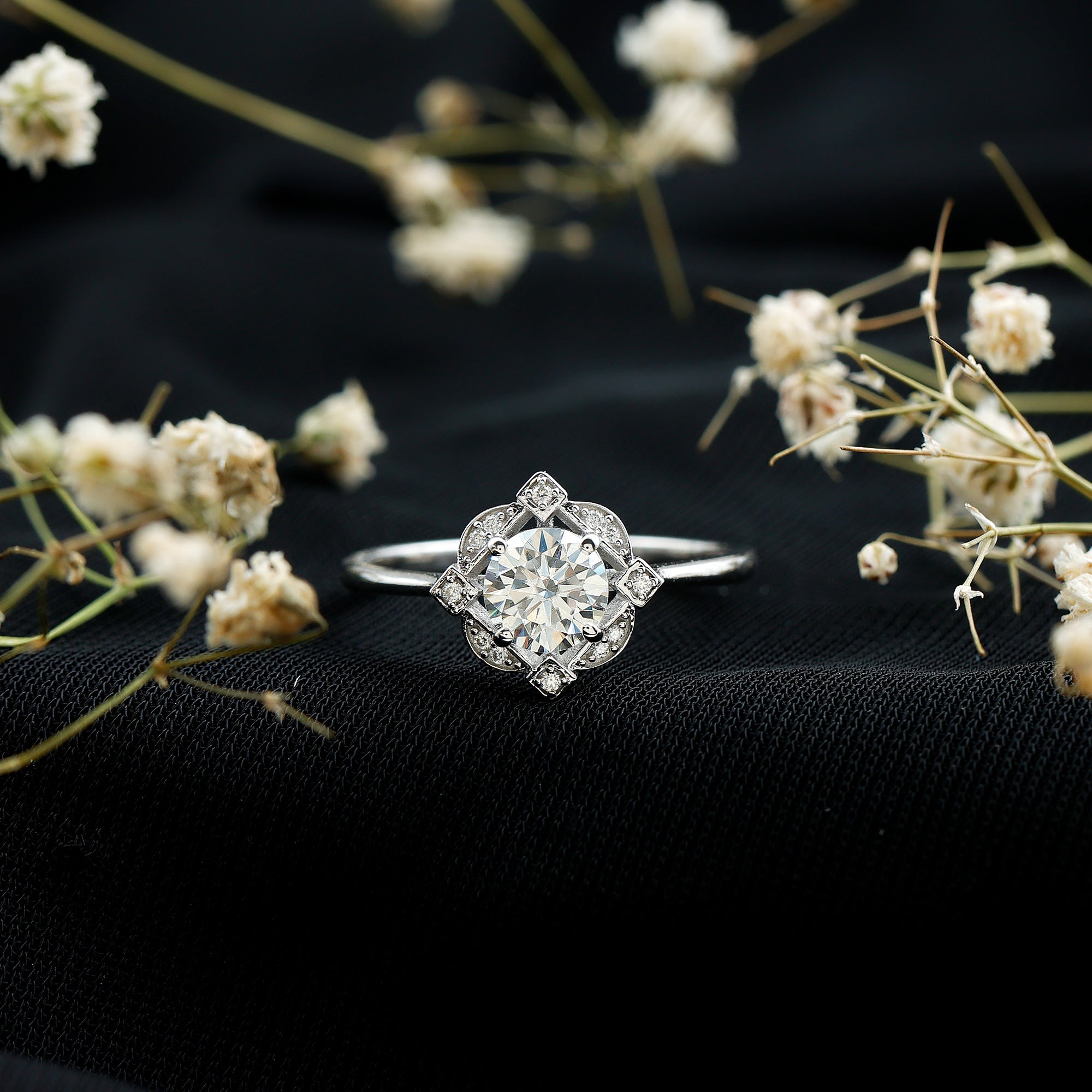 Vintage Looking Cubic Zirconia Engagement Ring for Her AAAA - Rosec Jewels