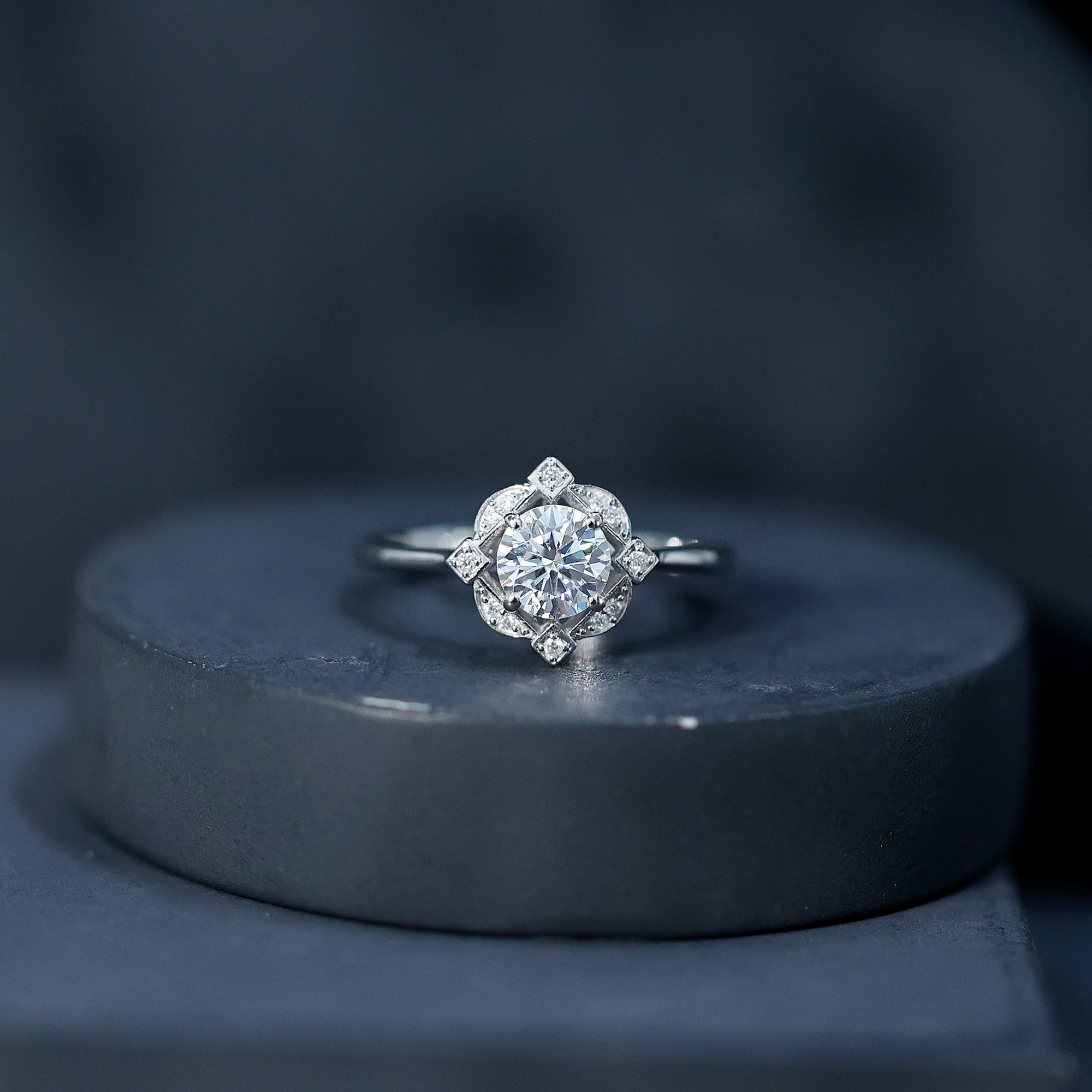 Vintage Looking Cubic Zirconia Engagement Ring for Her AAAA - Rosec Jewels